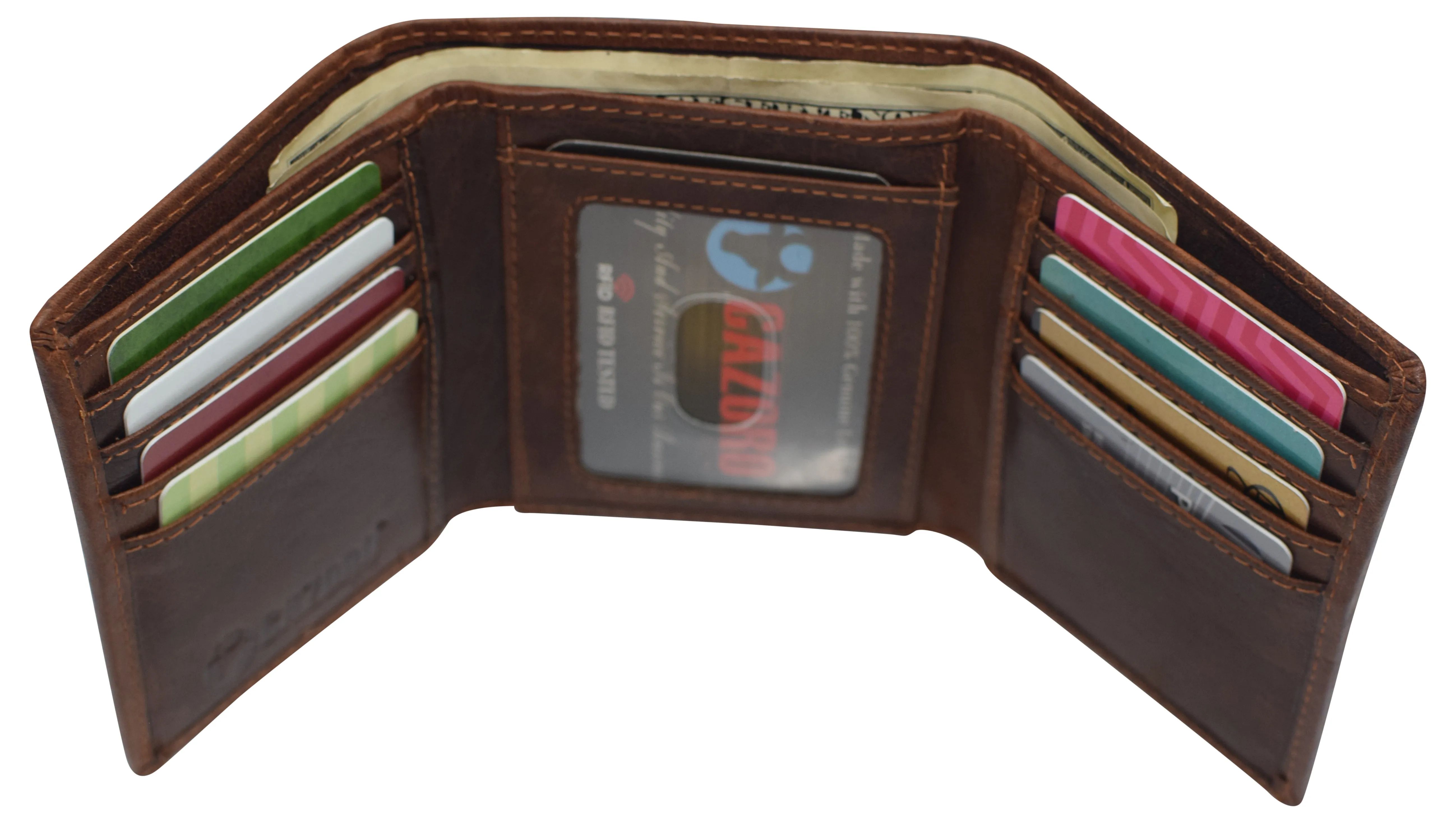 RFID0055BF Real Buffalo Leather Wallets for Men - RFID Blocking Slim Trifold Wallet with Card Slots