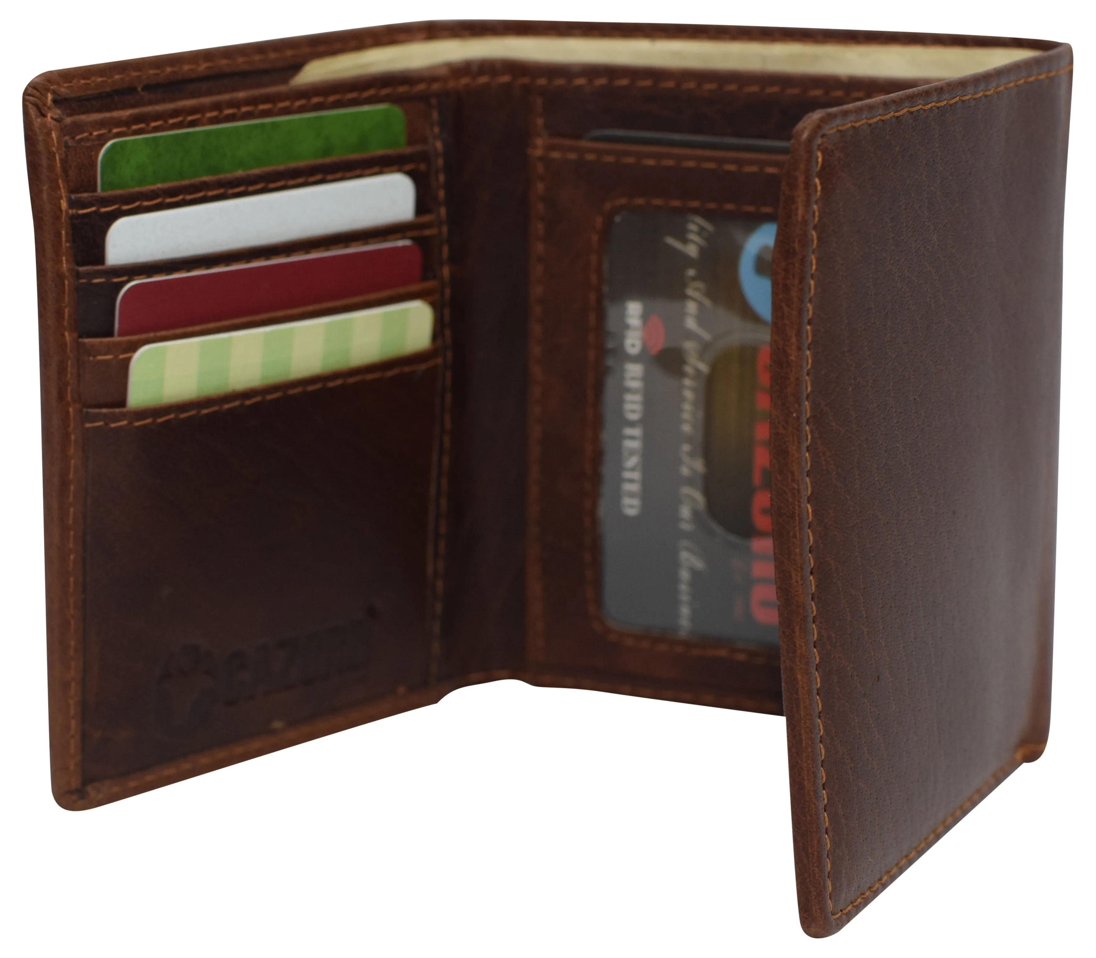 RFID0055BF Real Buffalo Leather Wallets for Men - RFID Blocking Slim Trifold Wallet with Card Slots