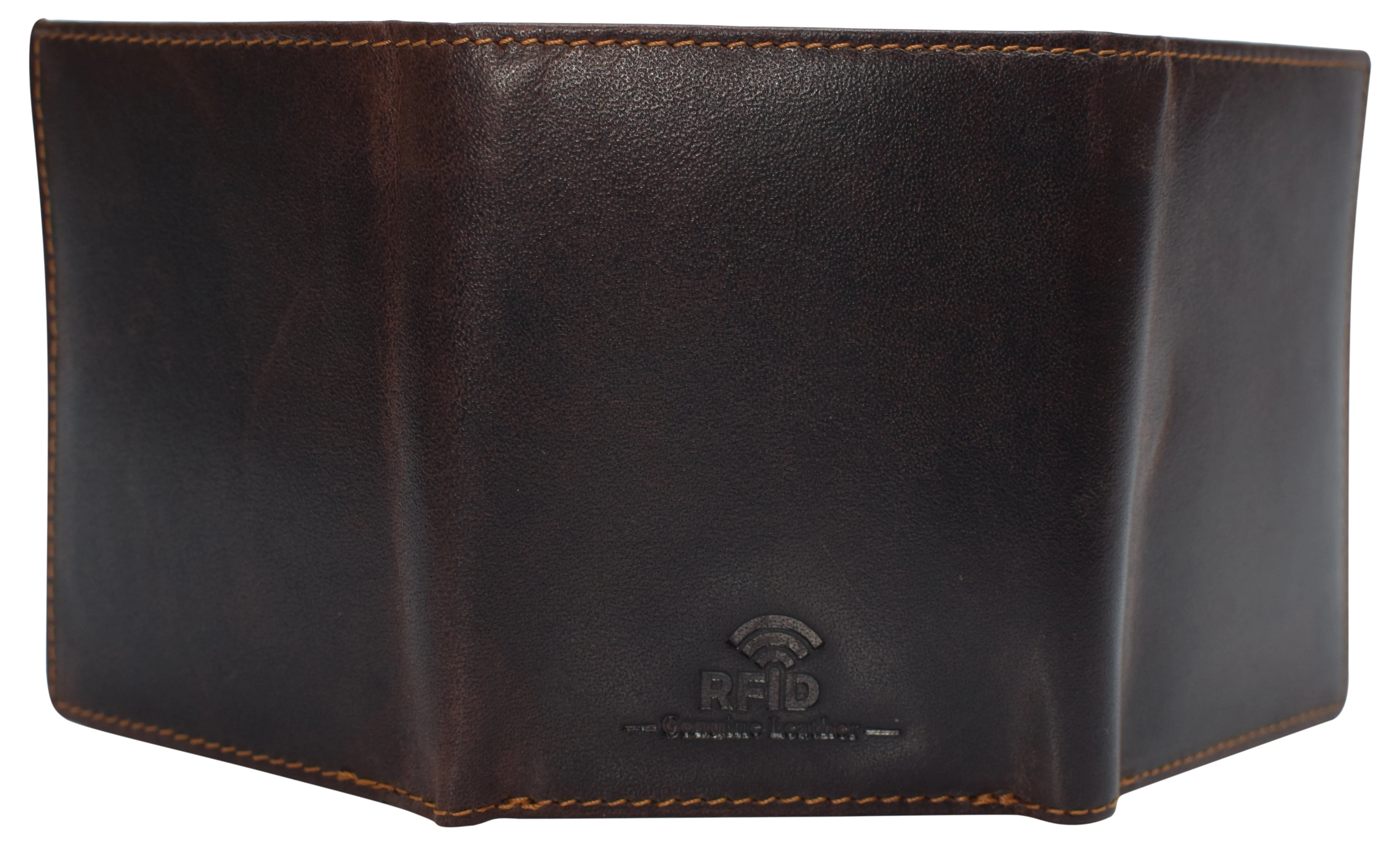 RFID0055BF Real Buffalo Leather Wallets for Men - RFID Blocking Slim Trifold Wallet with Card Slots