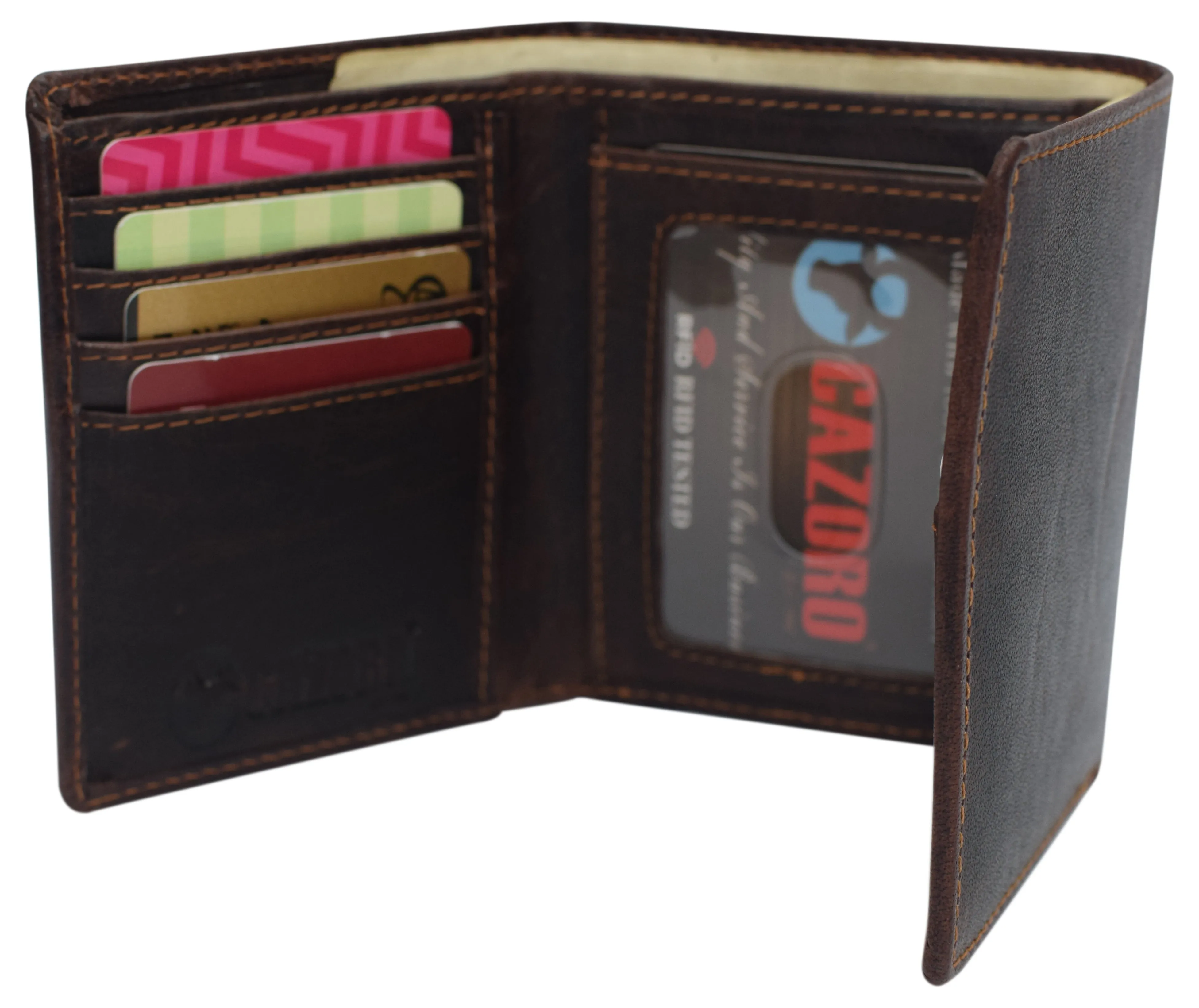 RFID0055BF Real Buffalo Leather Wallets for Men - RFID Blocking Slim Trifold Wallet with Card Slots