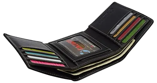 RFID0055BF Real Buffalo Leather Wallets for Men - RFID Blocking Slim Trifold Wallet with Card Slots