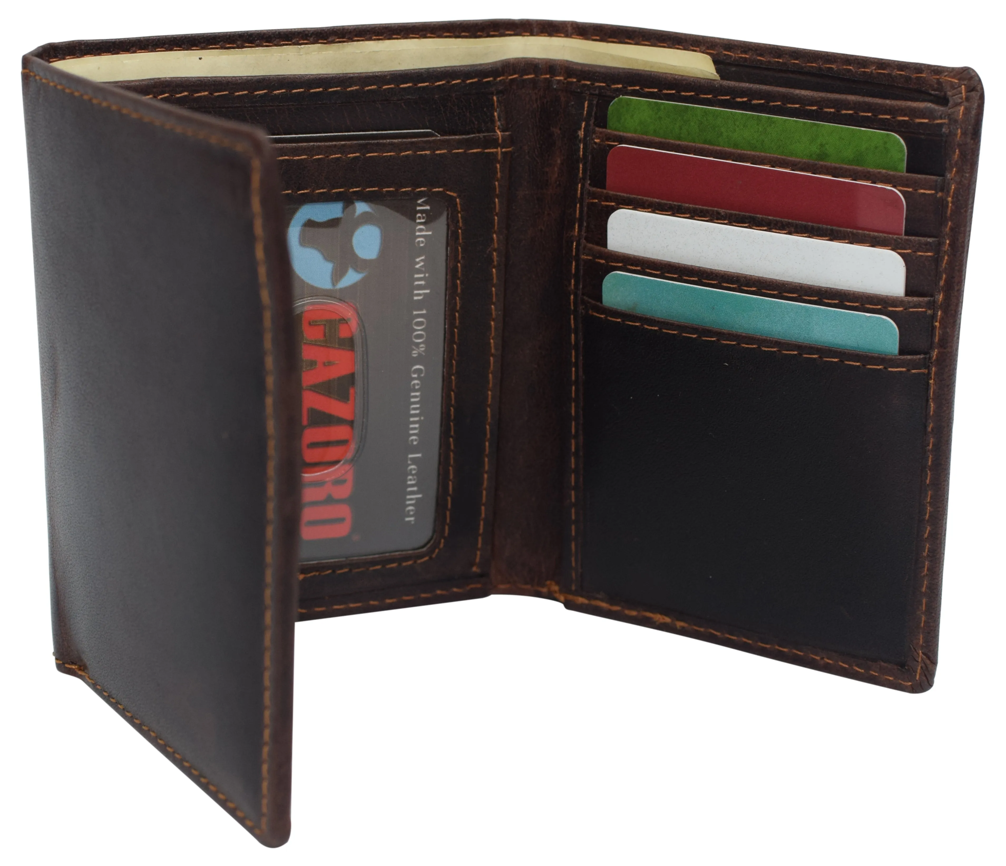 RFID0055BF Real Buffalo Leather Wallets for Men - RFID Blocking Slim Trifold Wallet with Card Slots