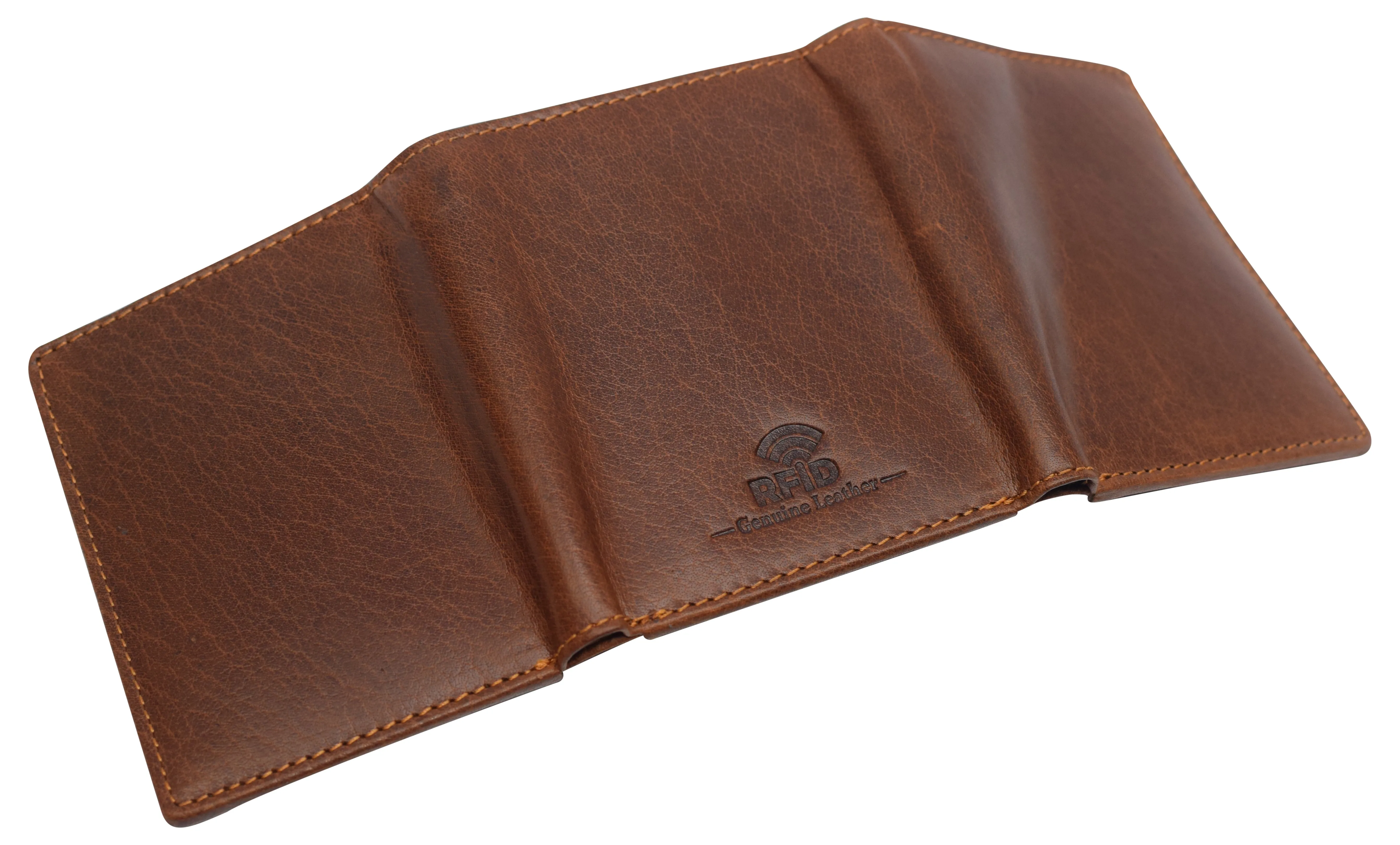 RFID0055BF Real Buffalo Leather Wallets for Men - RFID Blocking Slim Trifold Wallet with Card Slots