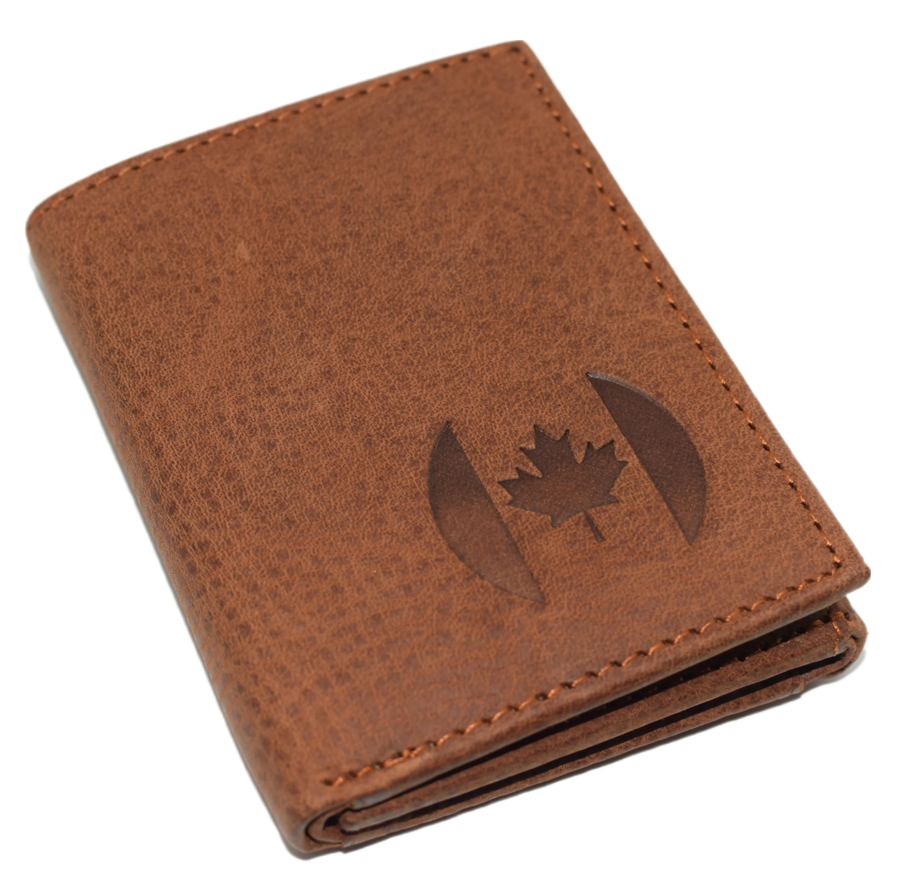 RFID45NUTN Real Leather Men's RFID Blocking Trifold Wallet with Outside ID Window Logo Gift Wallets for Men