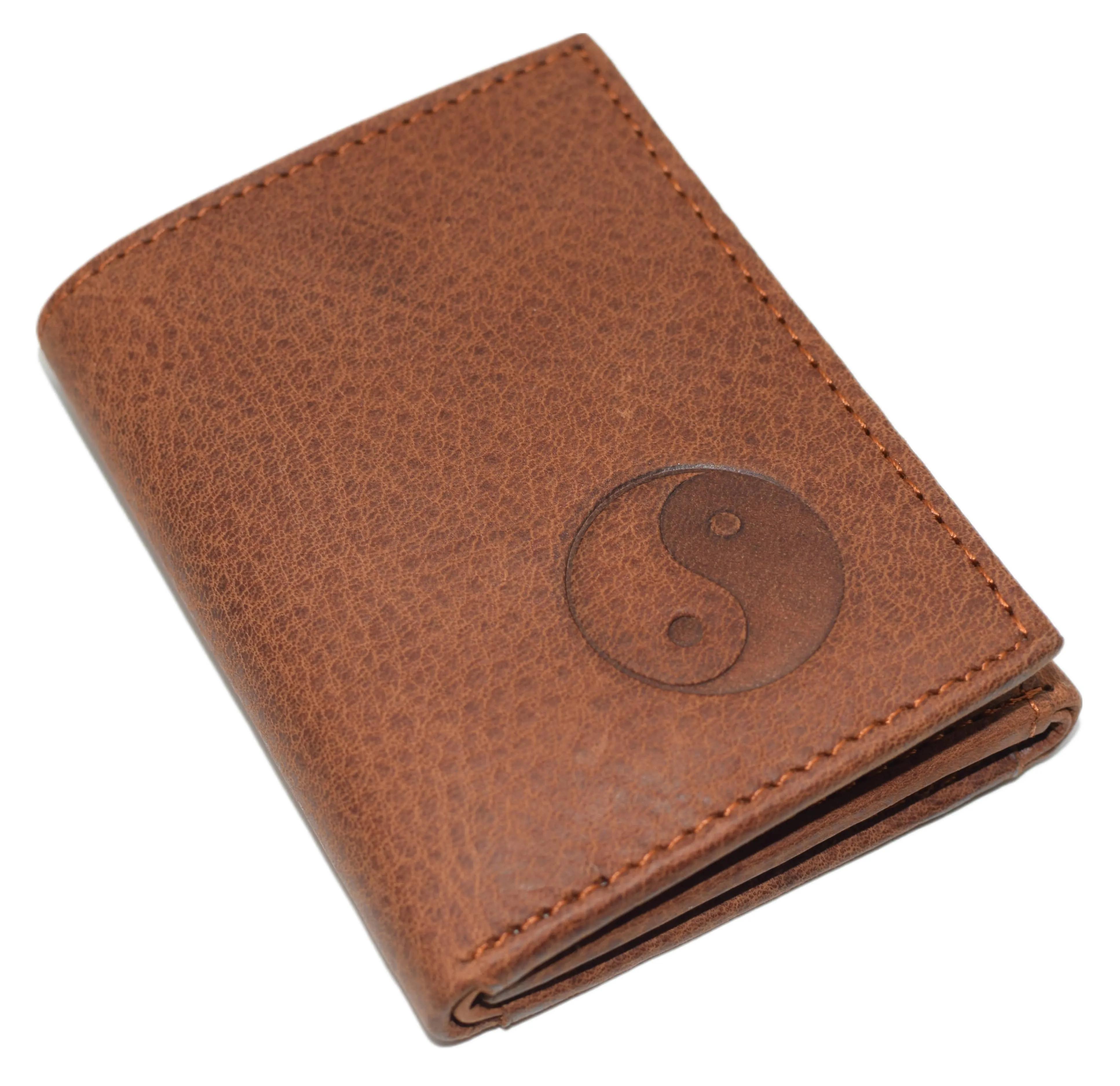 RFID45NUTN Real Leather Men's RFID Blocking Trifold Wallet with Outside ID Window Logo Gift Wallets for Men