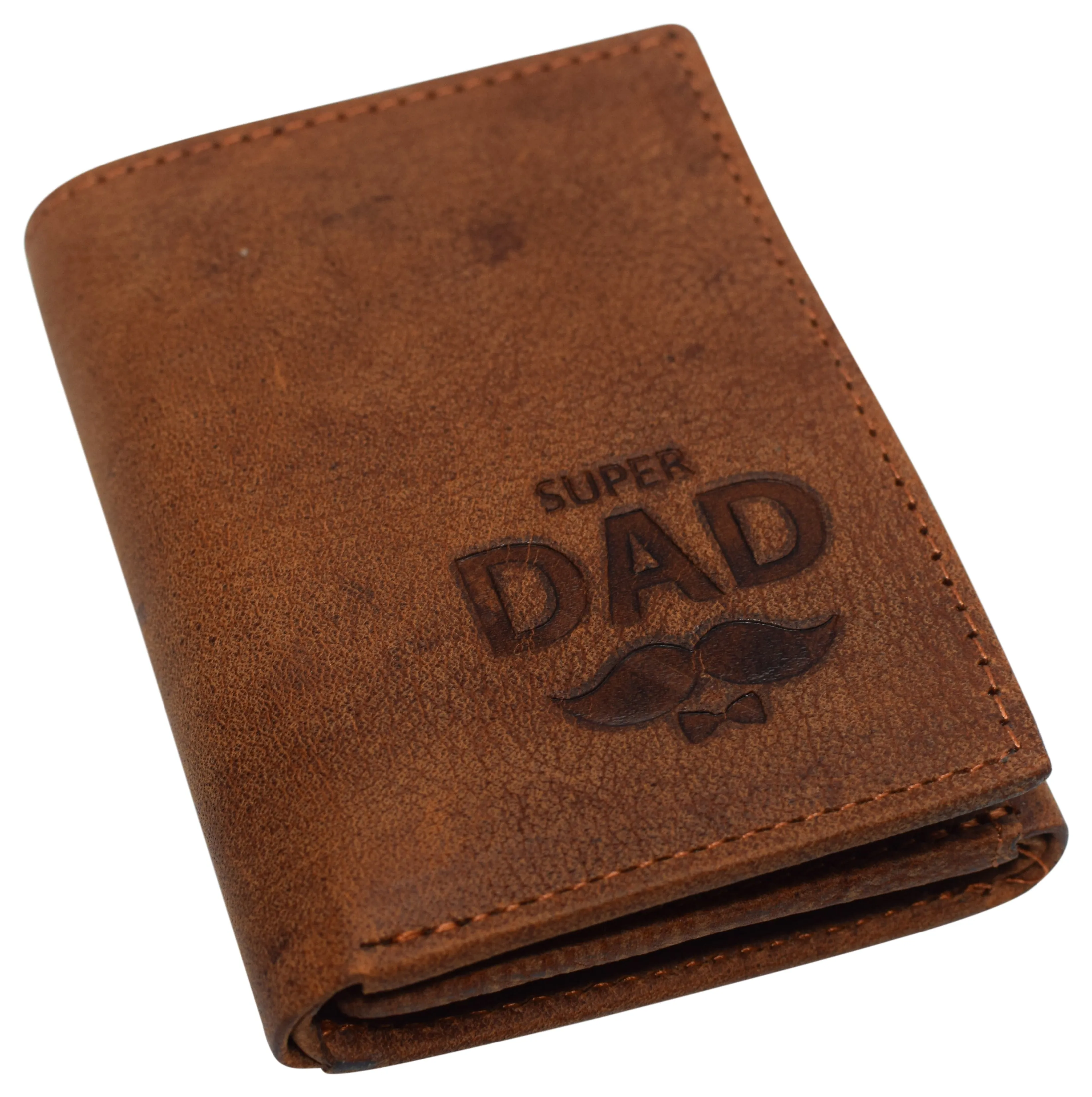 RFID45NUTN Real Leather Men's RFID Blocking Trifold Wallet with Outside ID Window Logo Gift Wallets for Men