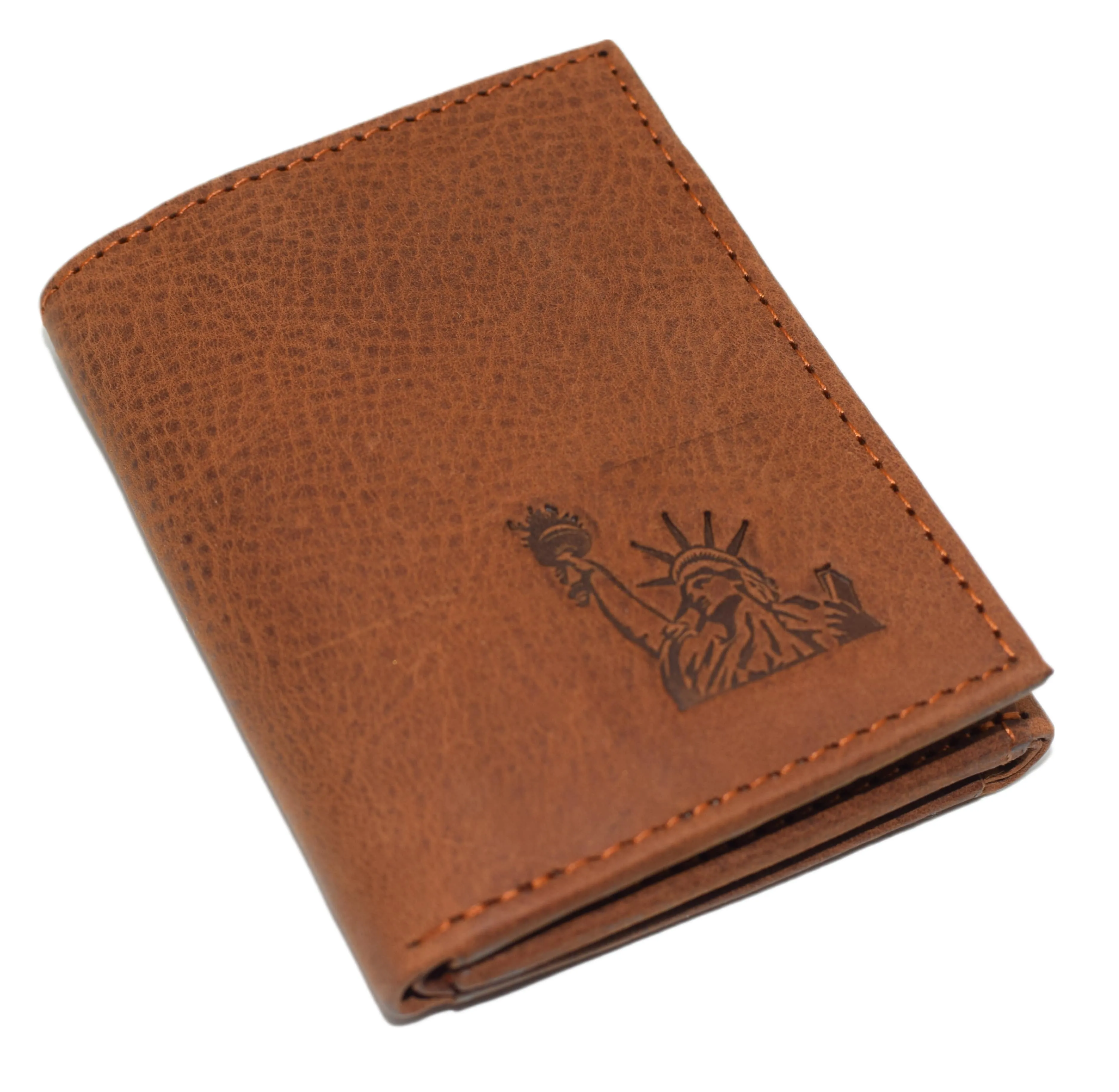 RFID45NUTN Real Leather Men's RFID Blocking Trifold Wallet with Outside ID Window Logo Gift Wallets for Men