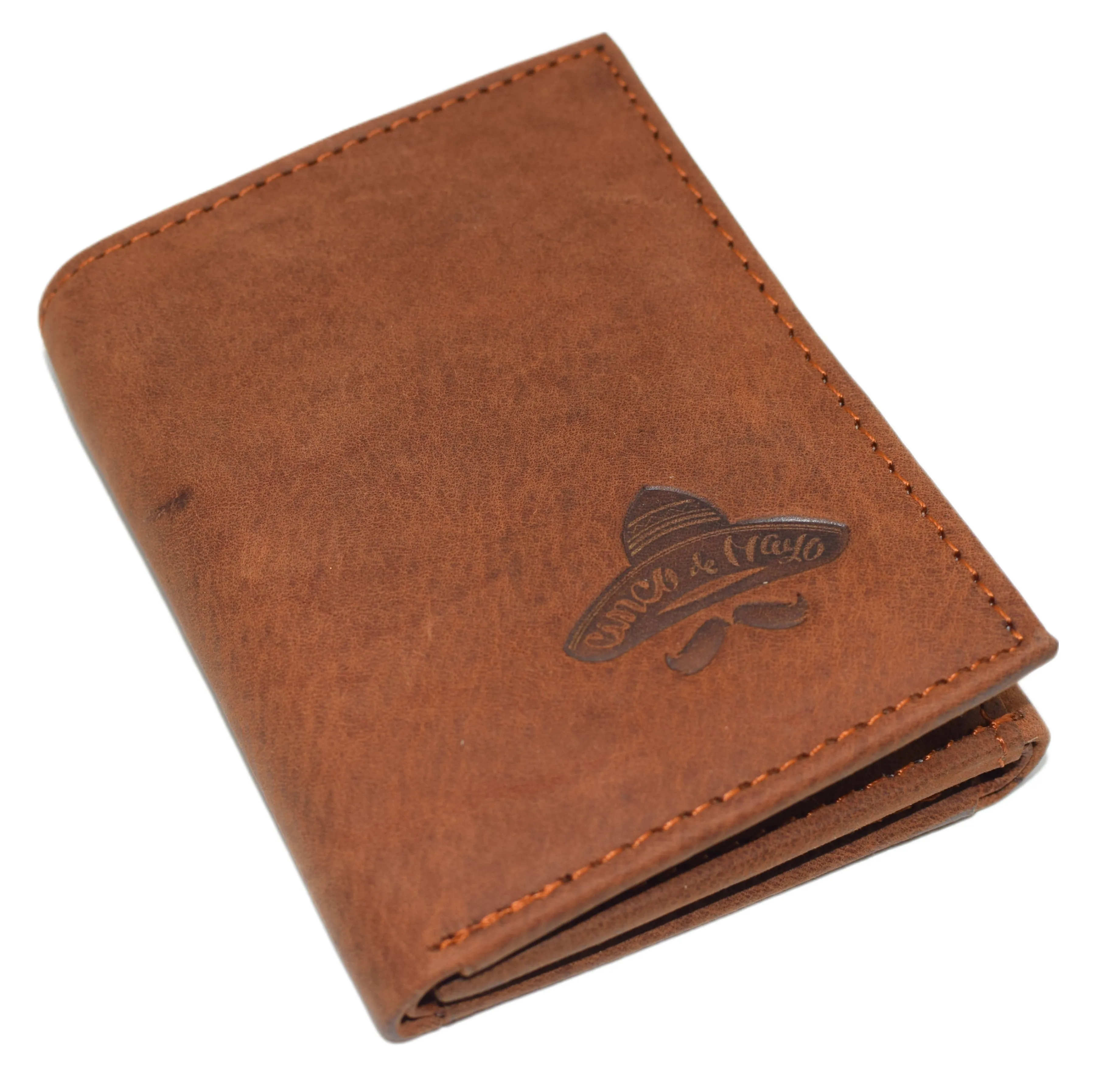 RFID45NUTN Real Leather Men's RFID Blocking Trifold Wallet with Outside ID Window Logo Gift Wallets for Men