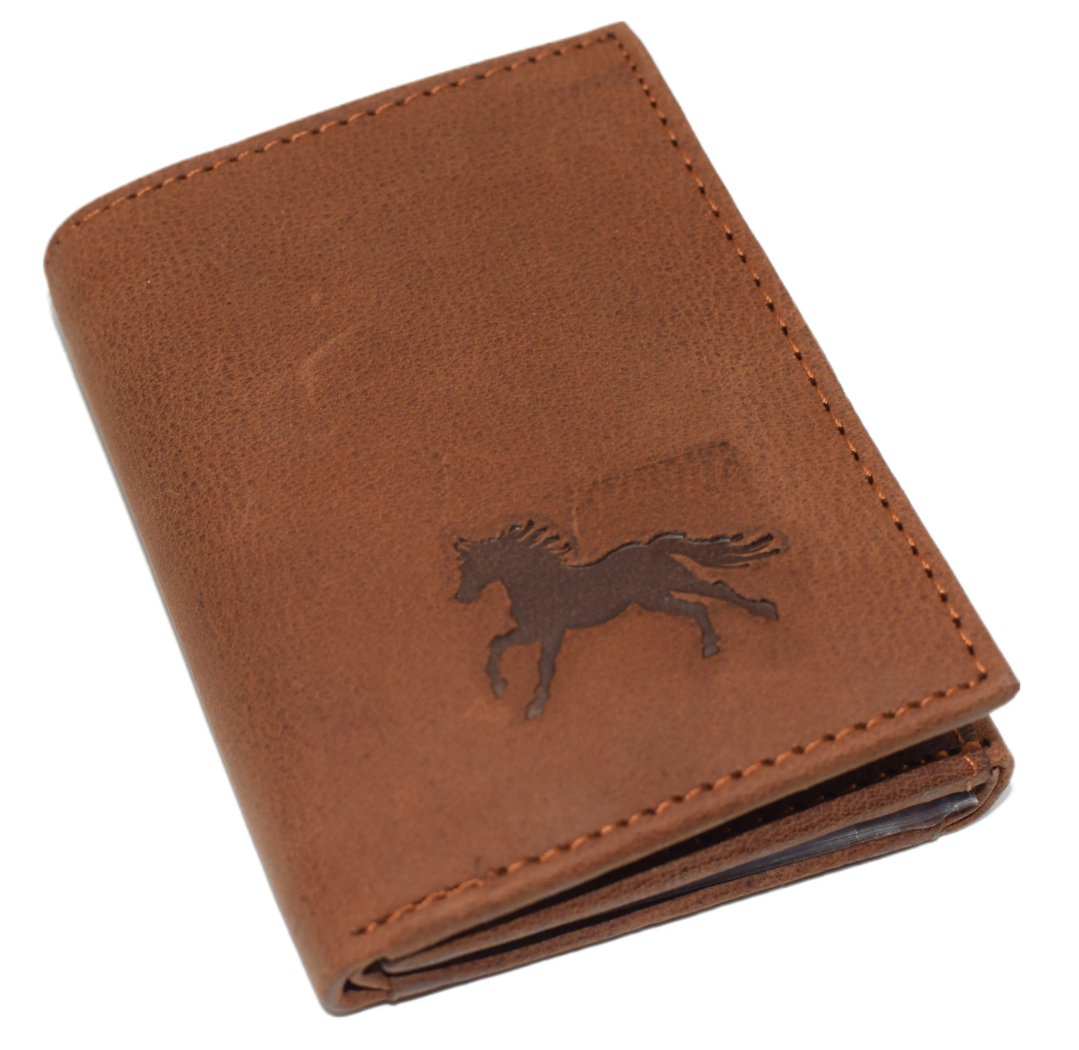 RFID45NUTN Real Leather Men's RFID Blocking Trifold Wallet with Outside ID Window Logo Gift Wallets for Men