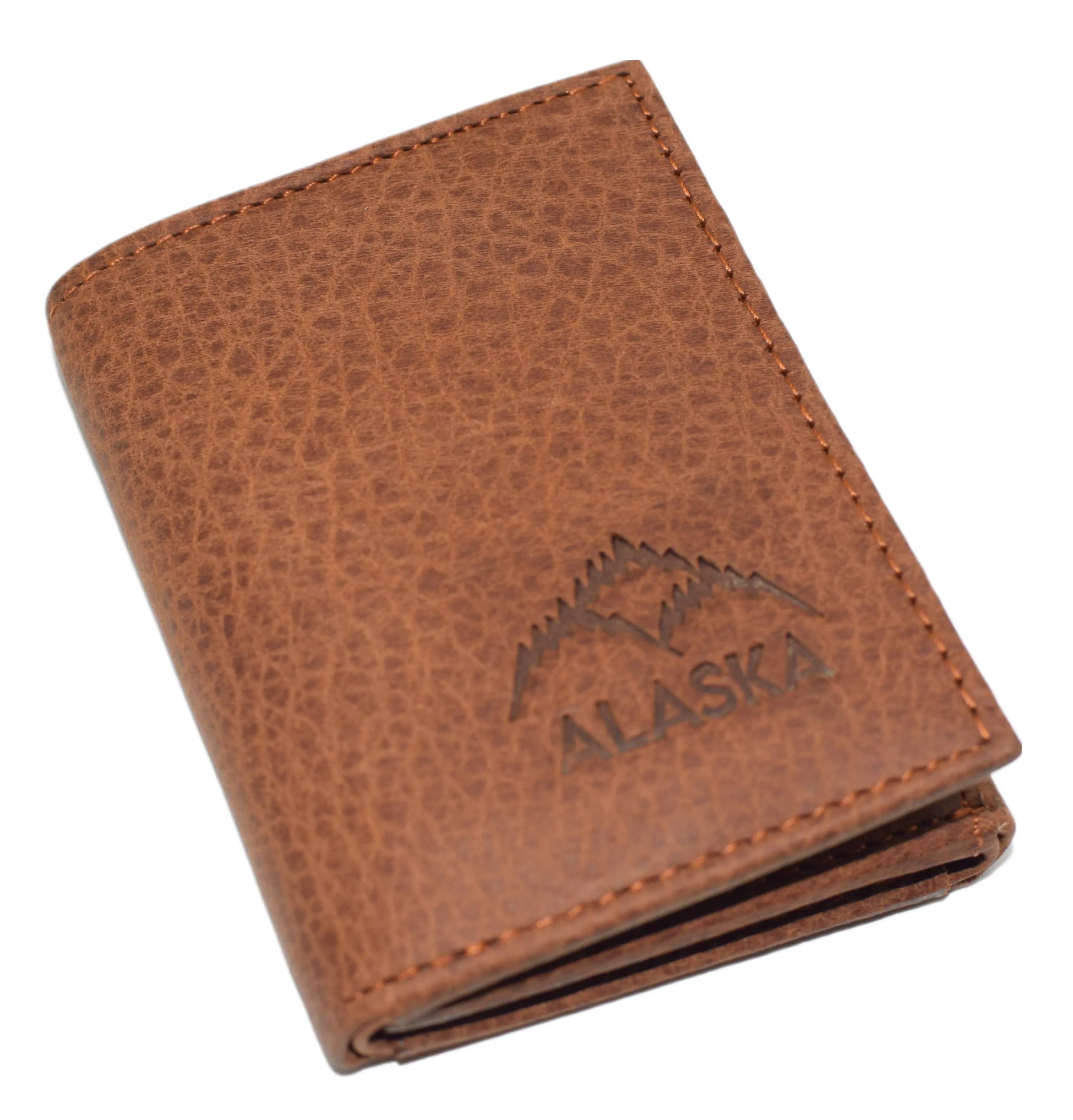 RFID45NUTN Real Leather Men's RFID Blocking Trifold Wallet with Outside ID Window Logo Gift Wallets for Men