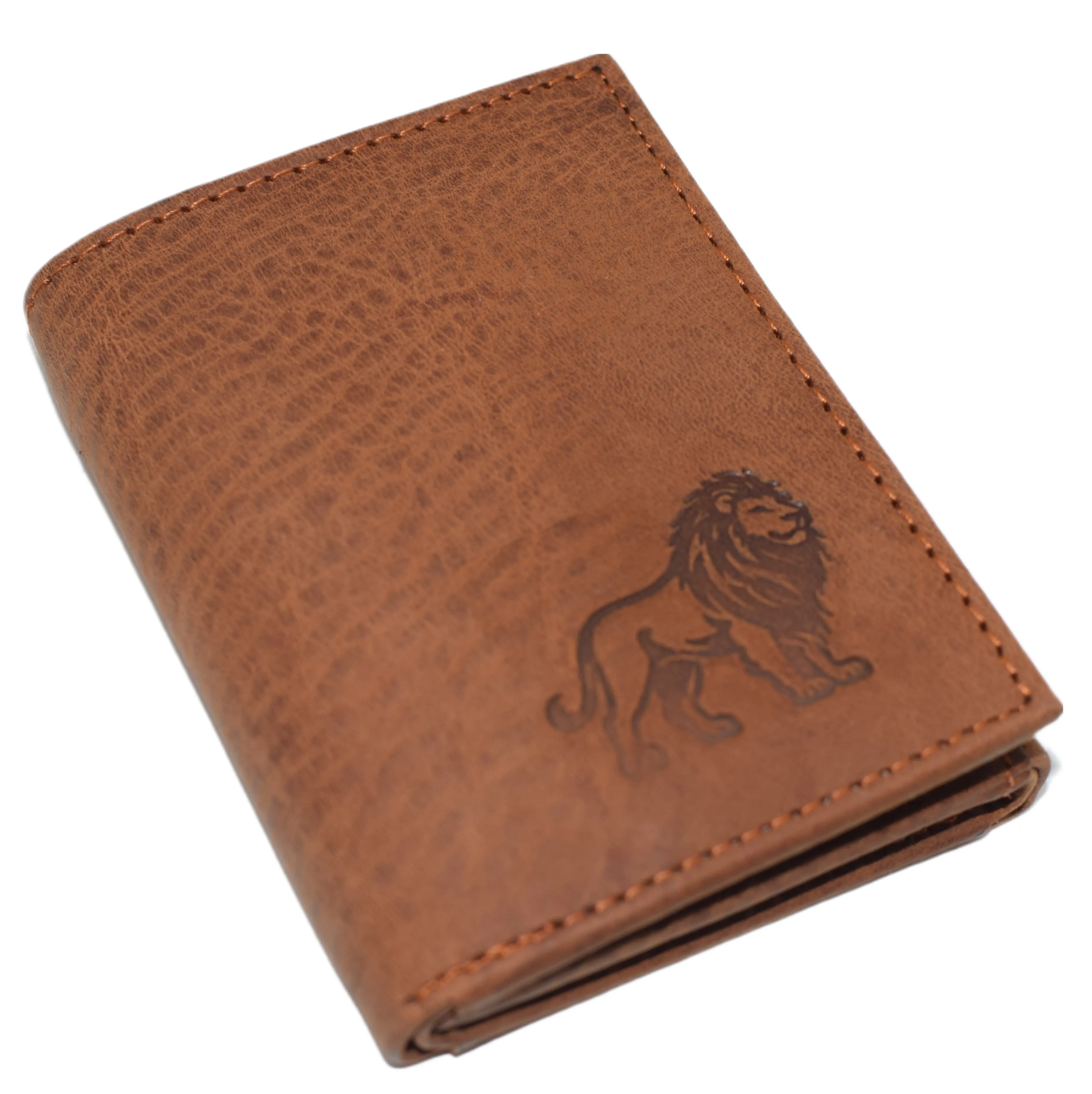 RFID45NUTN Real Leather Men's RFID Blocking Trifold Wallet with Outside ID Window Logo Gift Wallets for Men