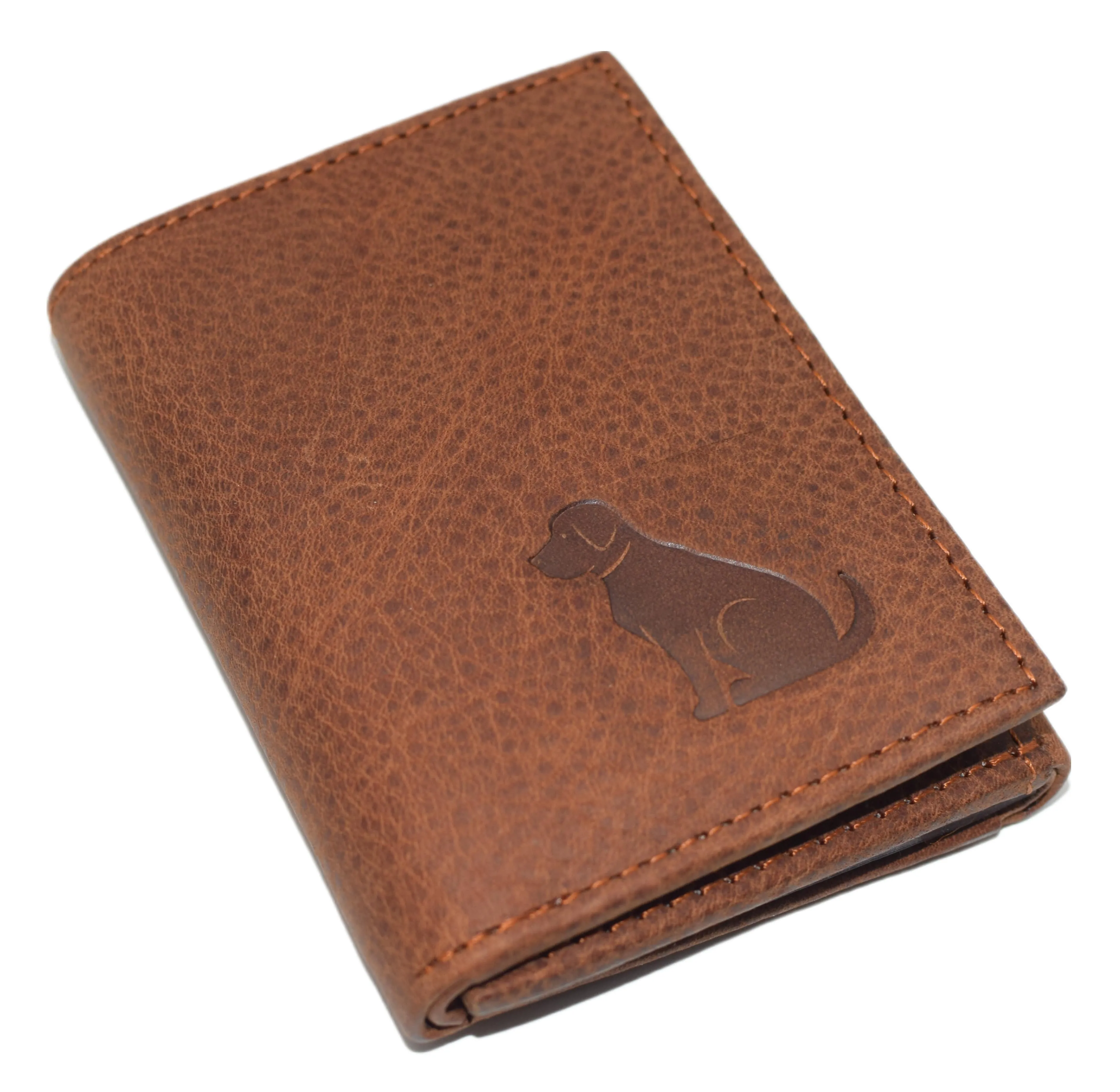 RFID45NUTN Real Leather Men's RFID Blocking Trifold Wallet with Outside ID Window Logo Gift Wallets for Men