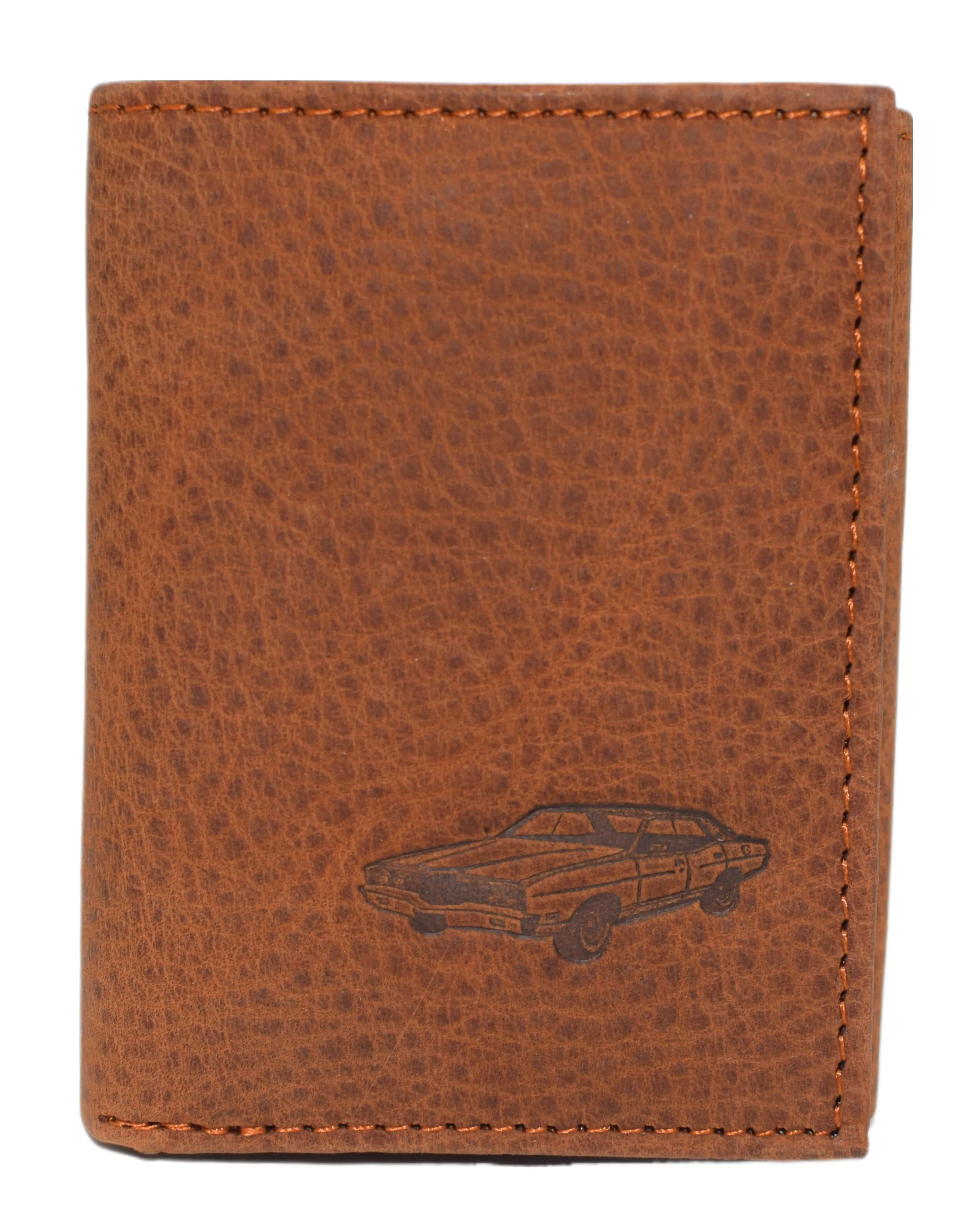 RFID45NUTN Real Leather Men's RFID Blocking Trifold Wallet with Outside ID Window Logo Gift Wallets for Men