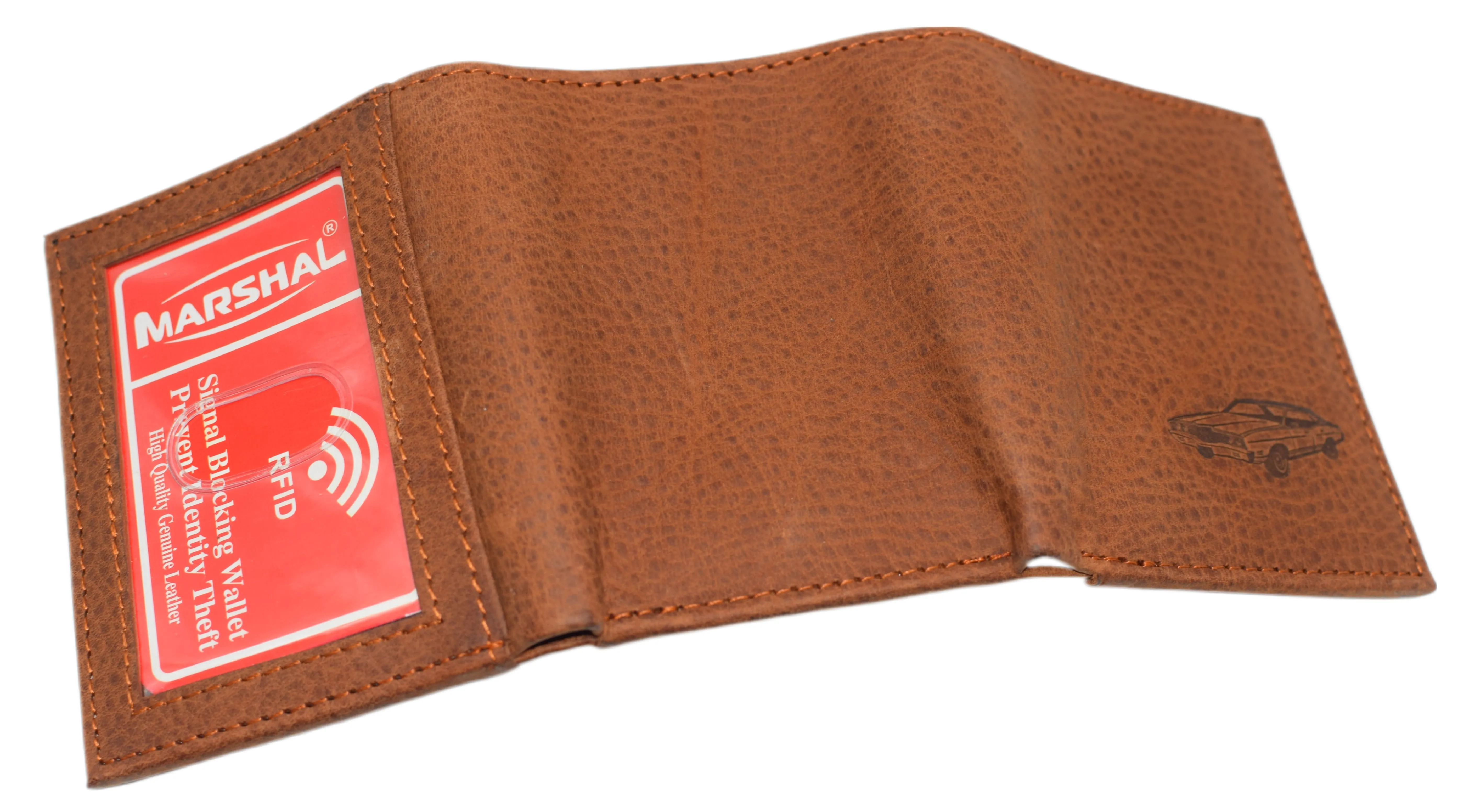 RFID45NUTN Real Leather Men's RFID Blocking Trifold Wallet with Outside ID Window Logo Gift Wallets for Men