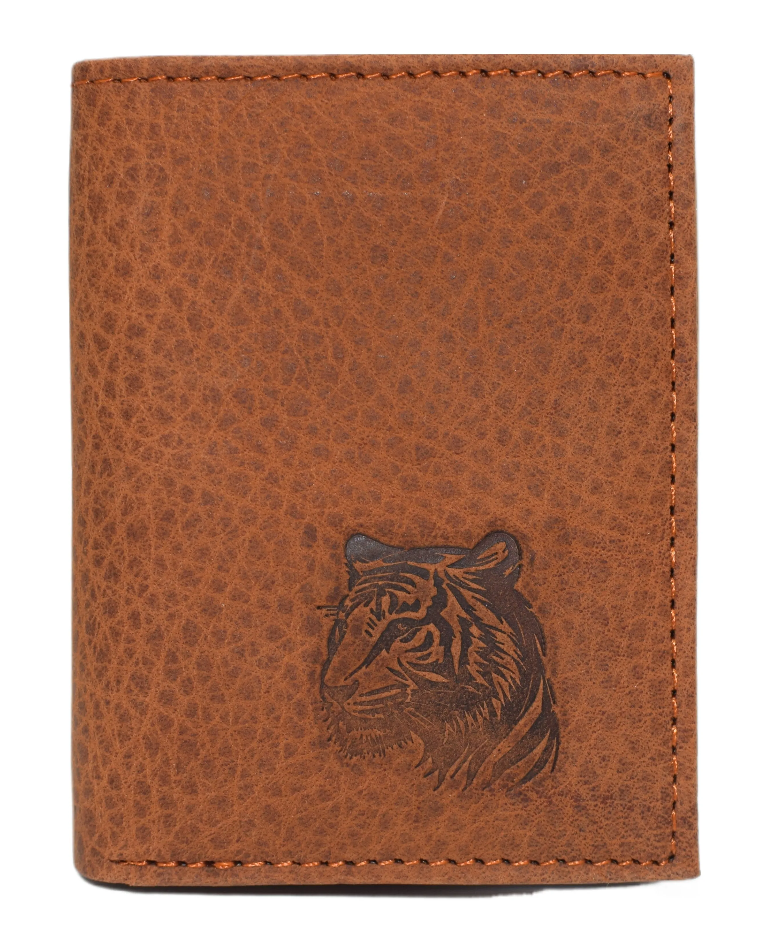 RFID45NUTN Real Leather Men's RFID Blocking Trifold Wallet with Outside ID Window Logo Gift Wallets for Men