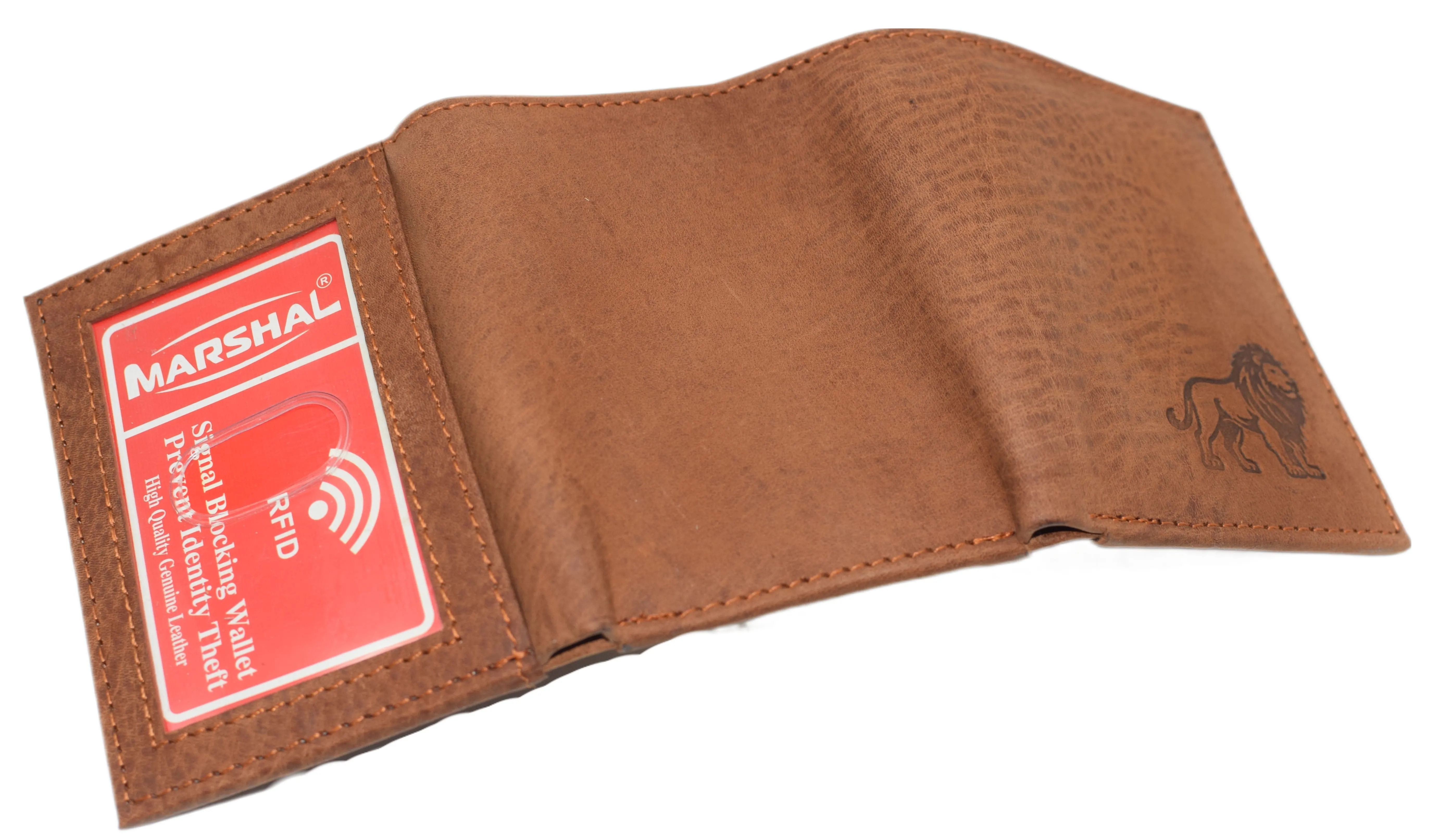 RFID45NUTN Real Leather Men's RFID Blocking Trifold Wallet with Outside ID Window Logo Gift Wallets for Men
