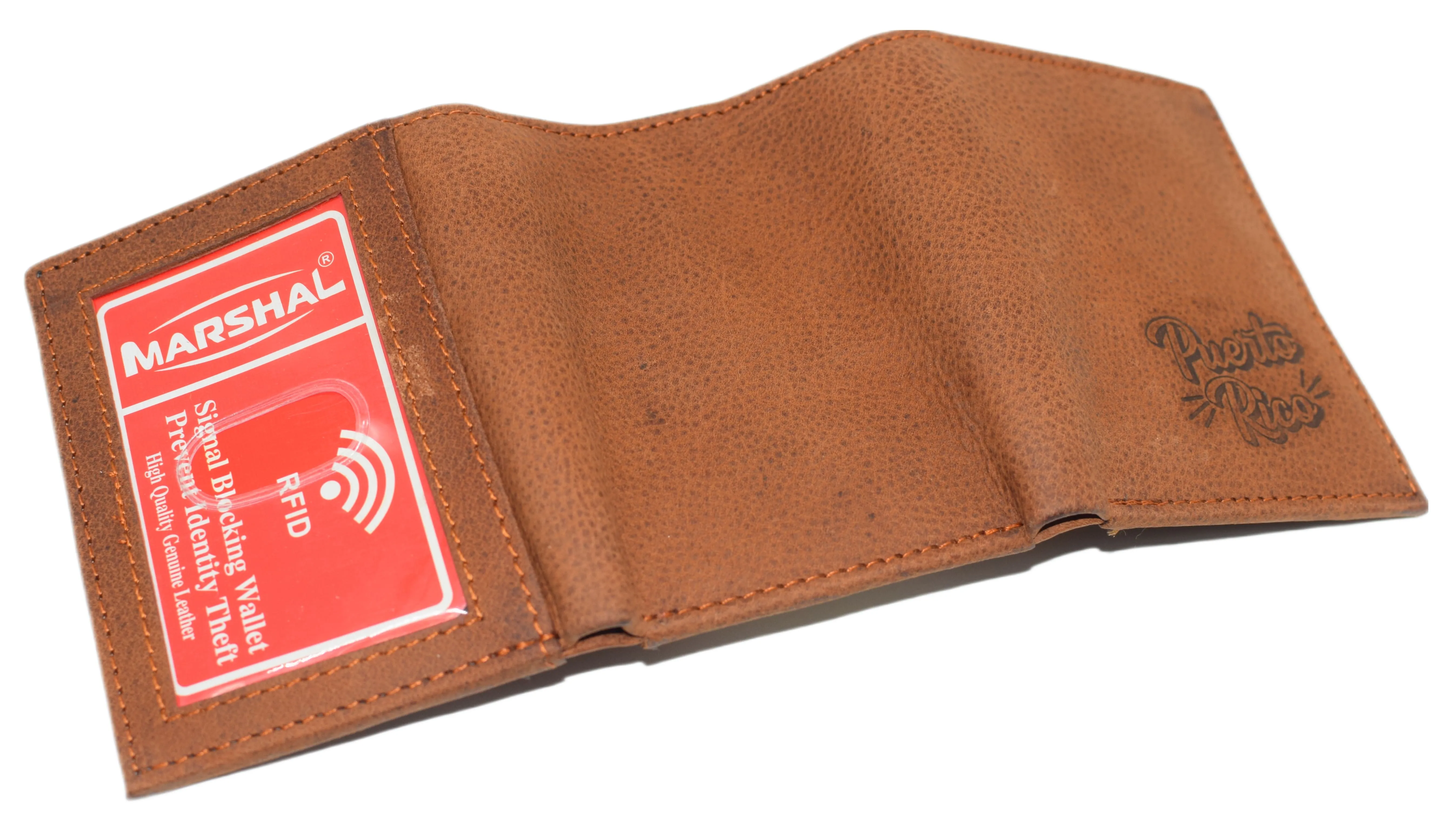 RFID45NUTN Real Leather Men's RFID Blocking Trifold Wallet with Outside ID Window Logo Gift Wallets for Men