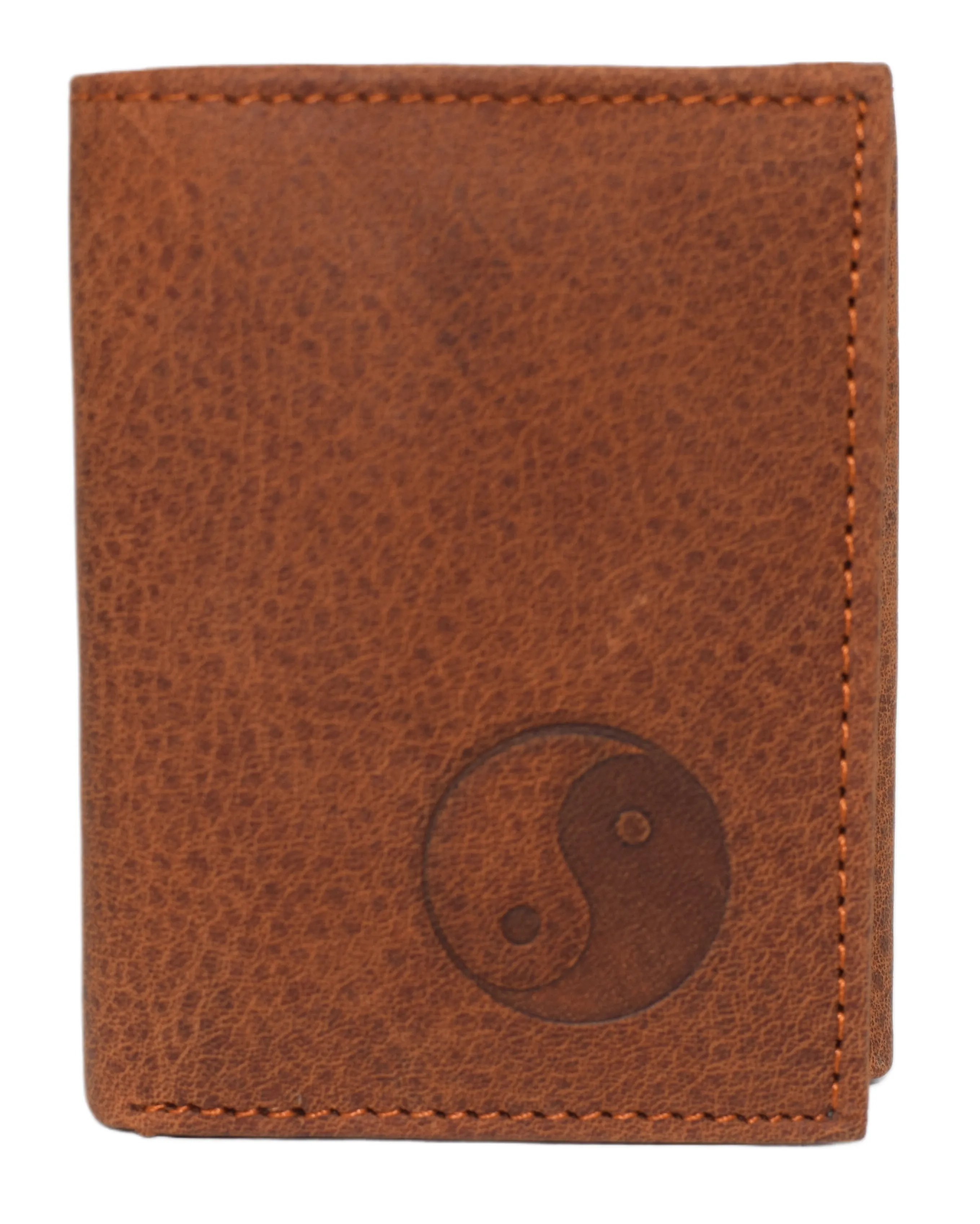 RFID45NUTN Real Leather Men's RFID Blocking Trifold Wallet with Outside ID Window Logo Gift Wallets for Men