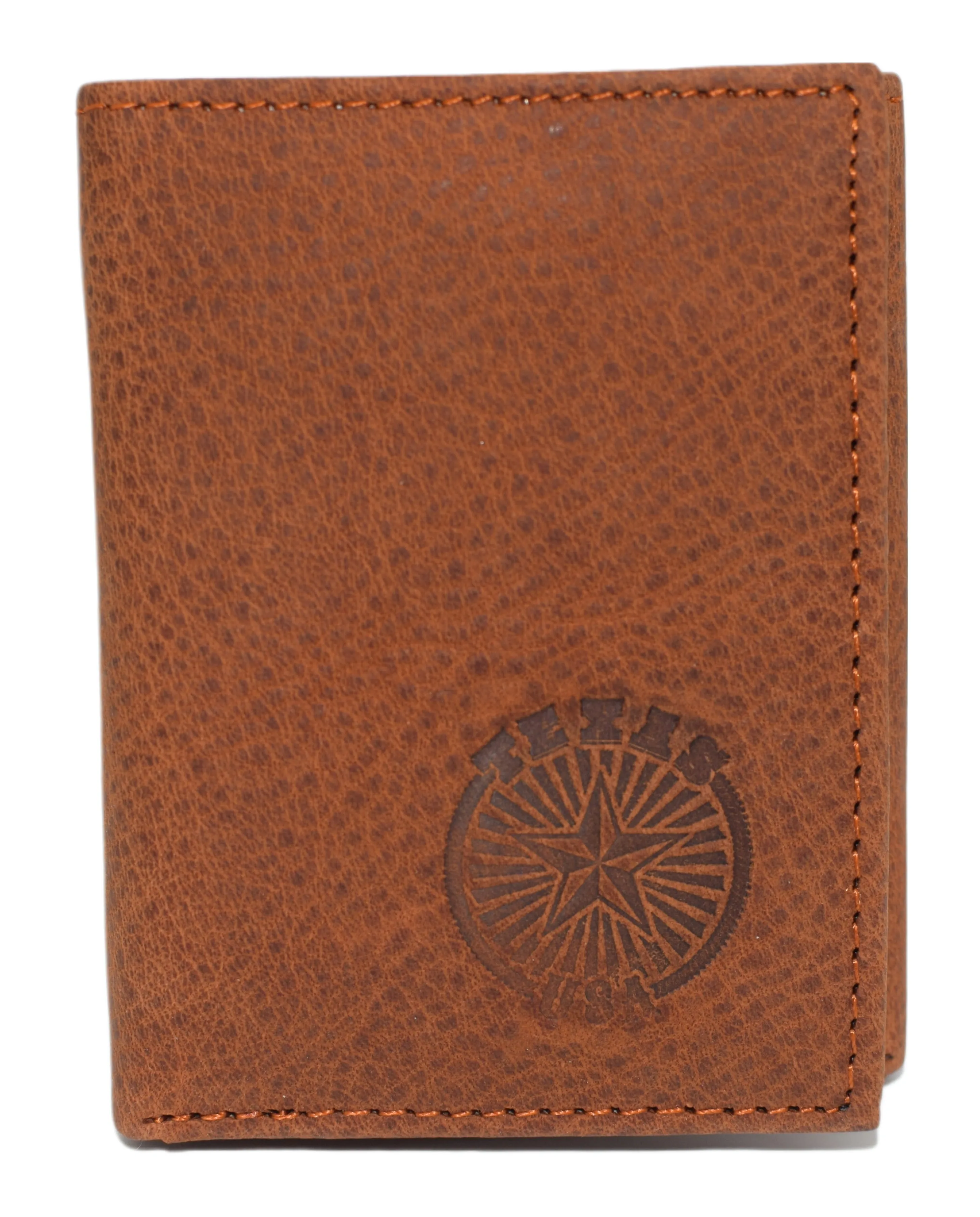 RFID45NUTN Real Leather Men's RFID Blocking Trifold Wallet with Outside ID Window Logo Gift Wallets for Men
