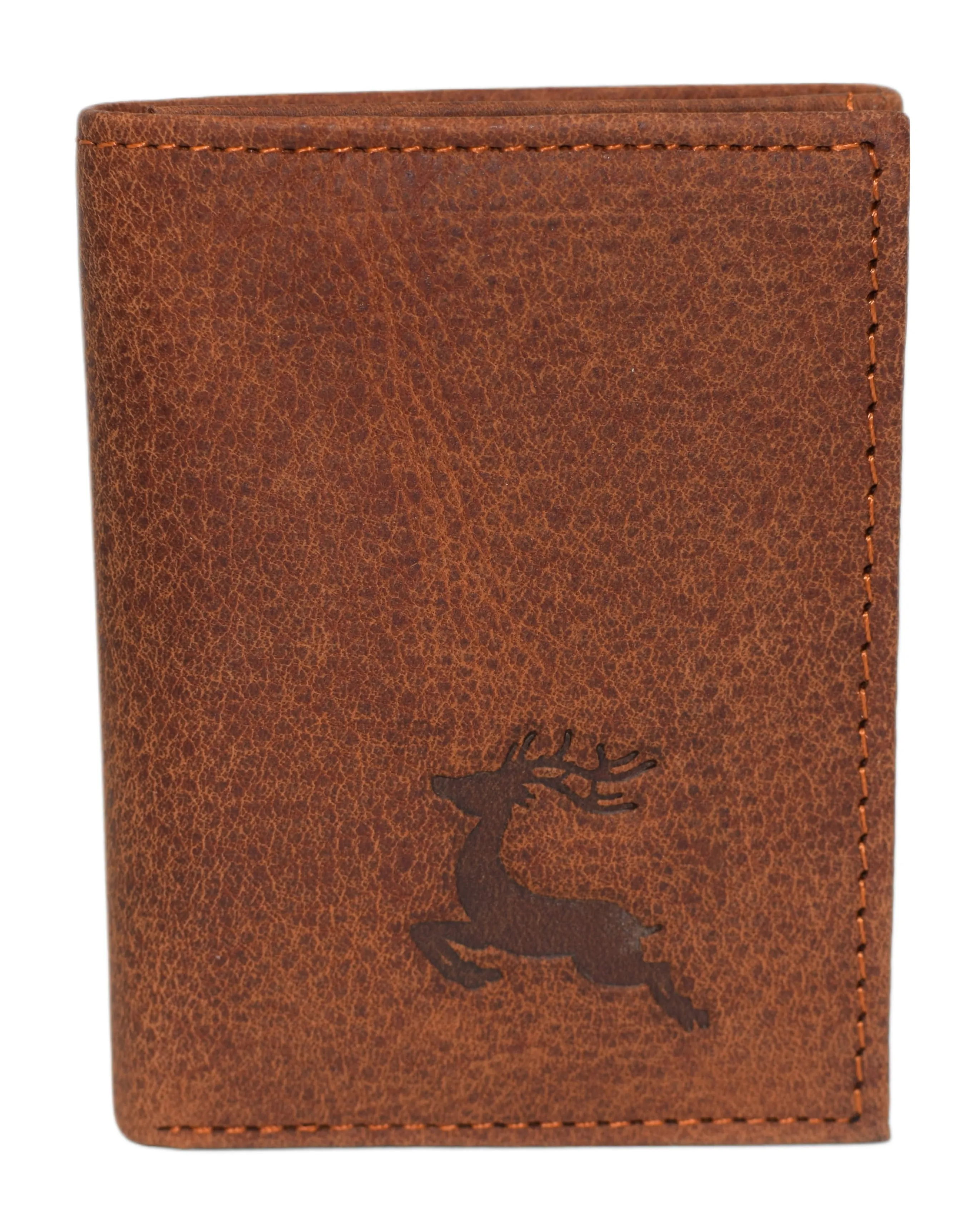 RFID45NUTN Real Leather Men's RFID Blocking Trifold Wallet with Outside ID Window Logo Gift Wallets for Men