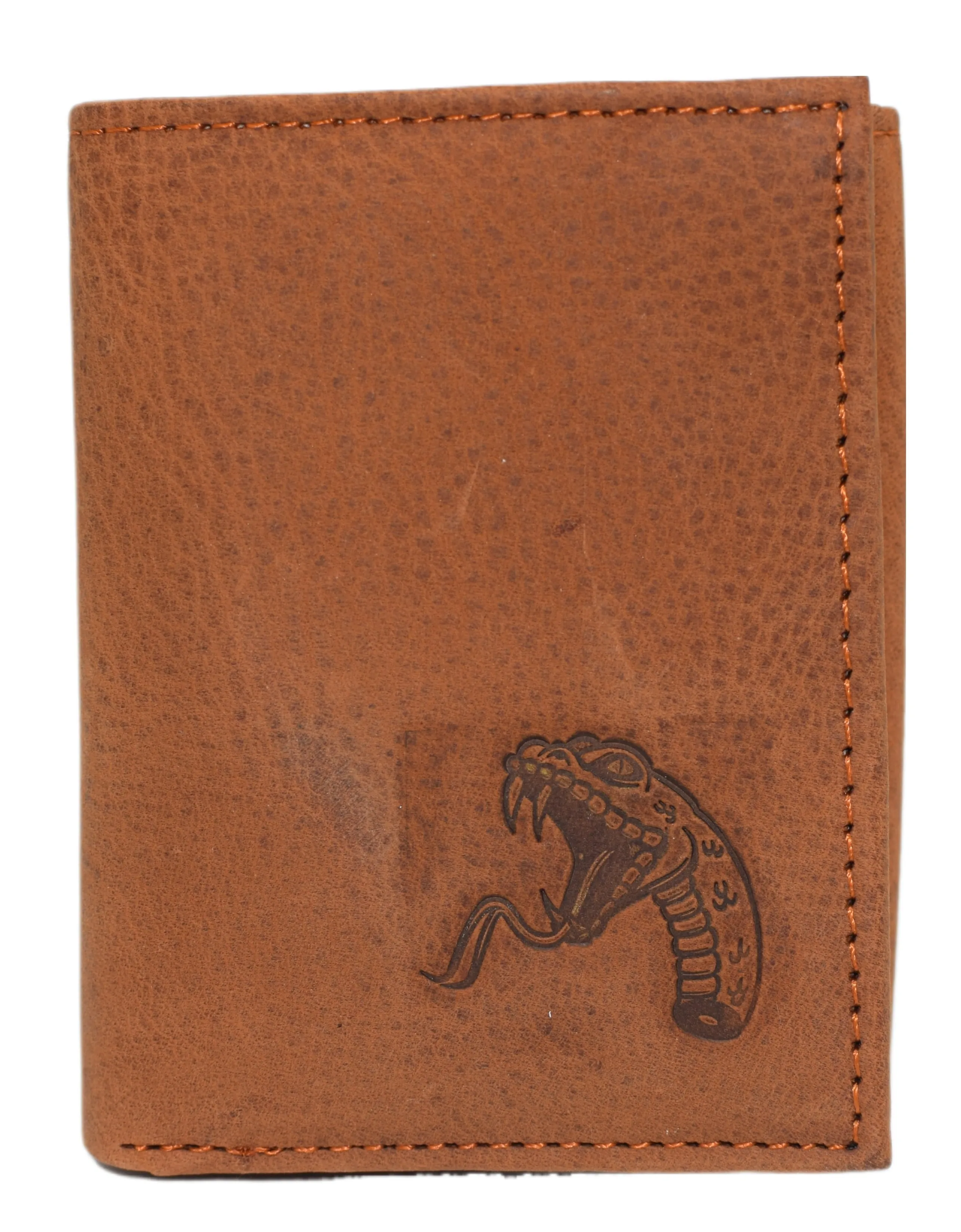 RFID45NUTN Real Leather Men's RFID Blocking Trifold Wallet with Outside ID Window Logo Gift Wallets for Men