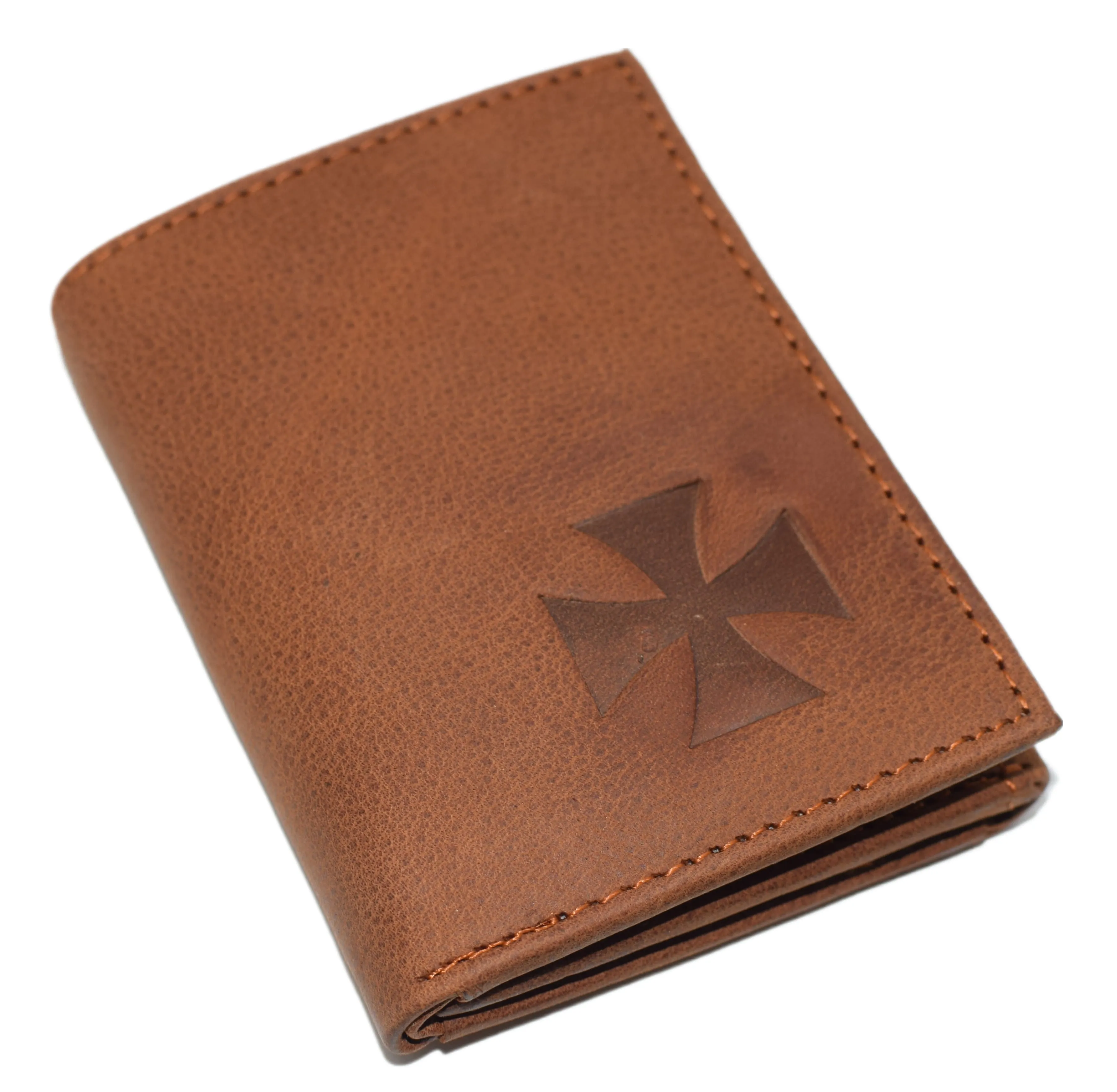 RFID45NUTN Real Leather Men's RFID Blocking Trifold Wallet with Outside ID Window Logo Gift Wallets for Men