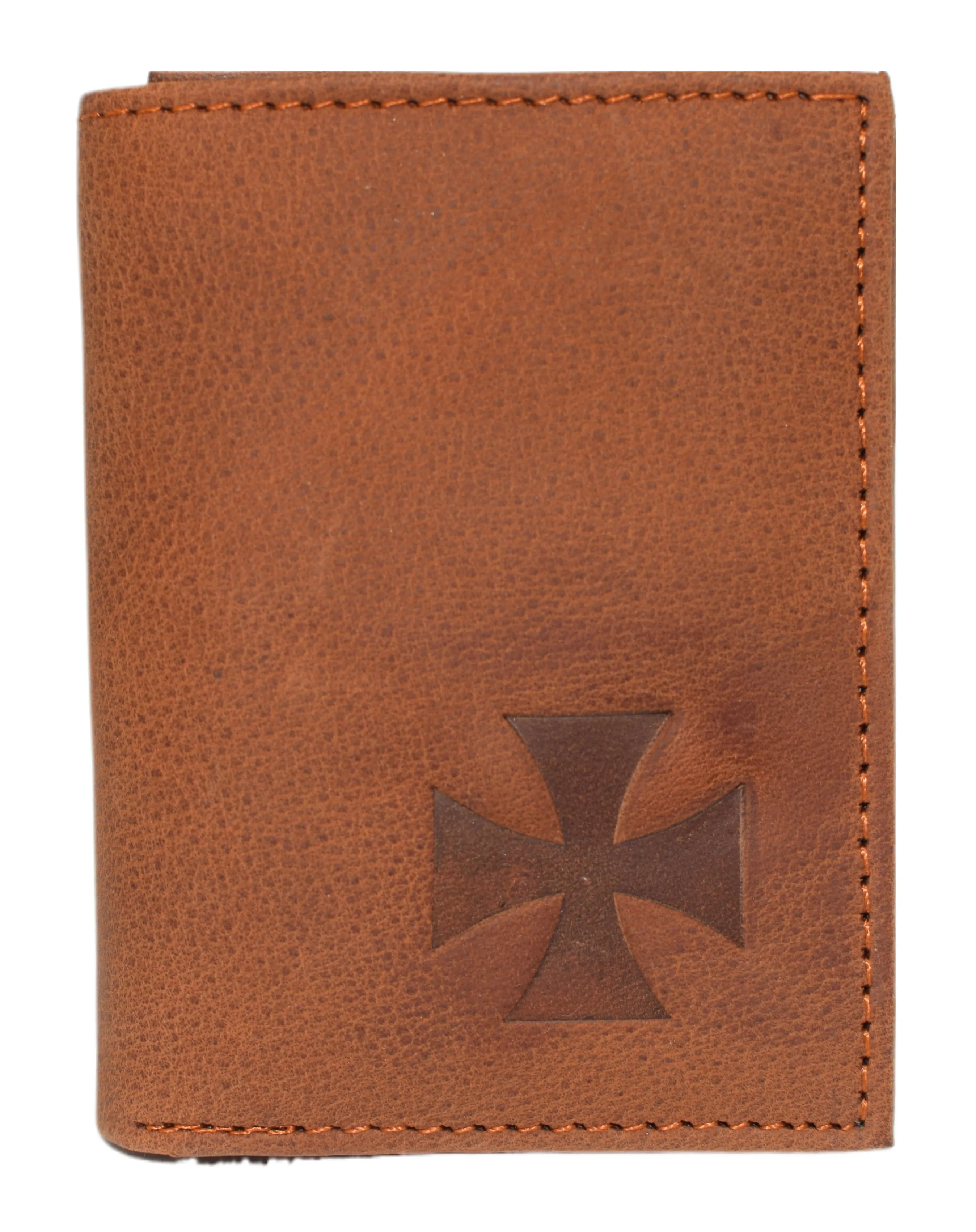 RFID45NUTN Real Leather Men's RFID Blocking Trifold Wallet with Outside ID Window Logo Gift Wallets for Men