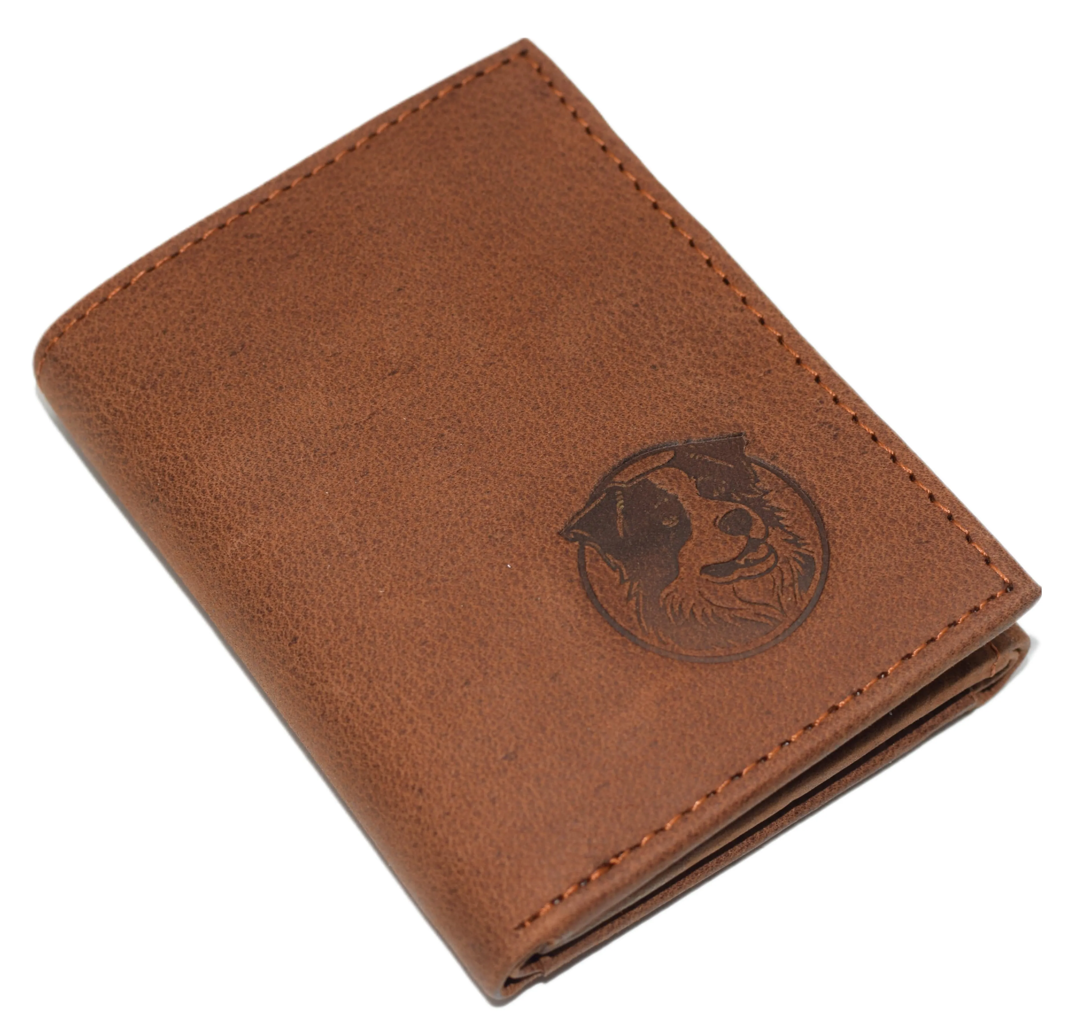 RFID45NUTN Real Leather Men's RFID Blocking Trifold Wallet with Outside ID Window Logo Gift Wallets for Men