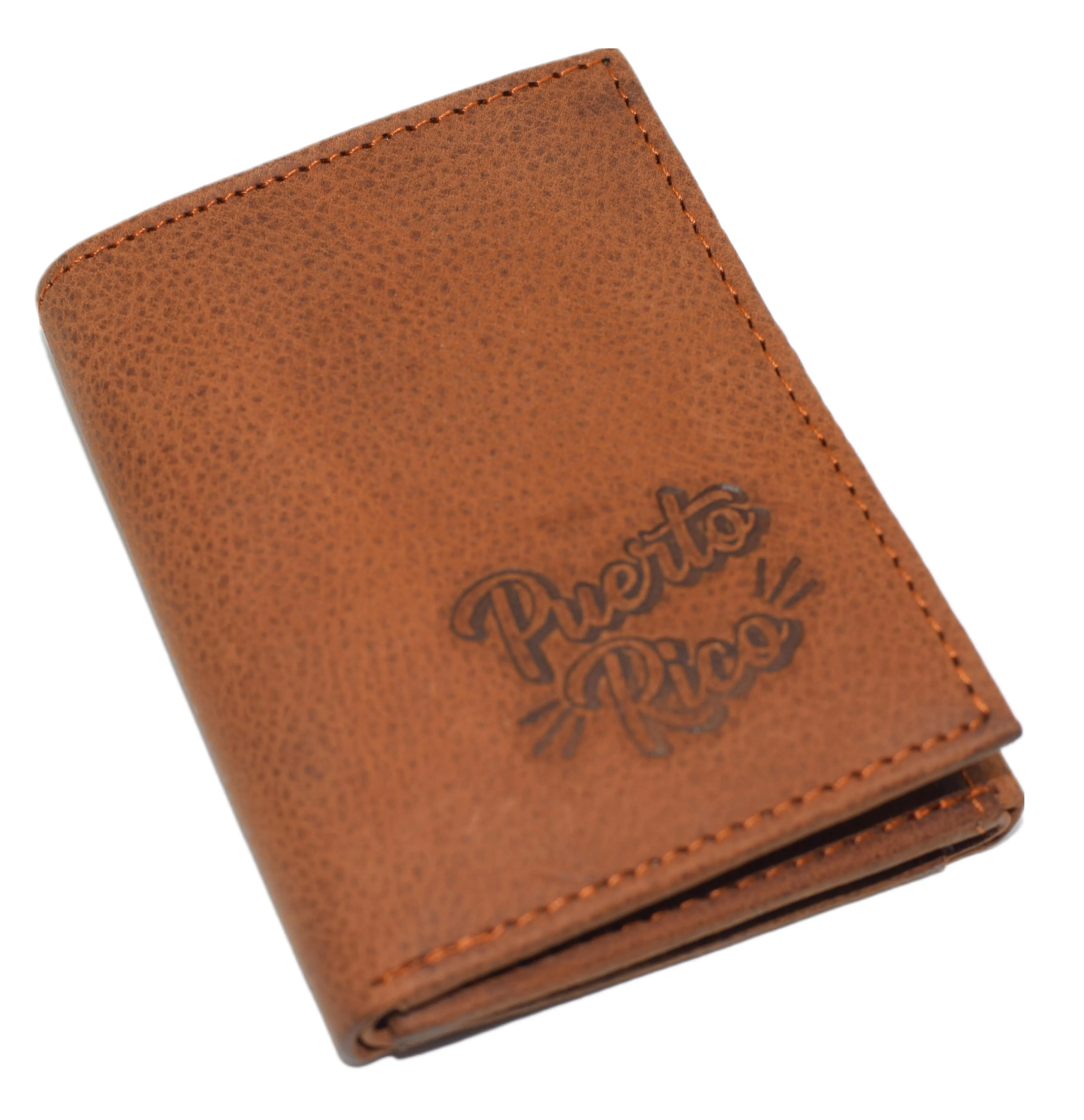 RFID45NUTN Real Leather Men's RFID Blocking Trifold Wallet with Outside ID Window Logo Gift Wallets for Men