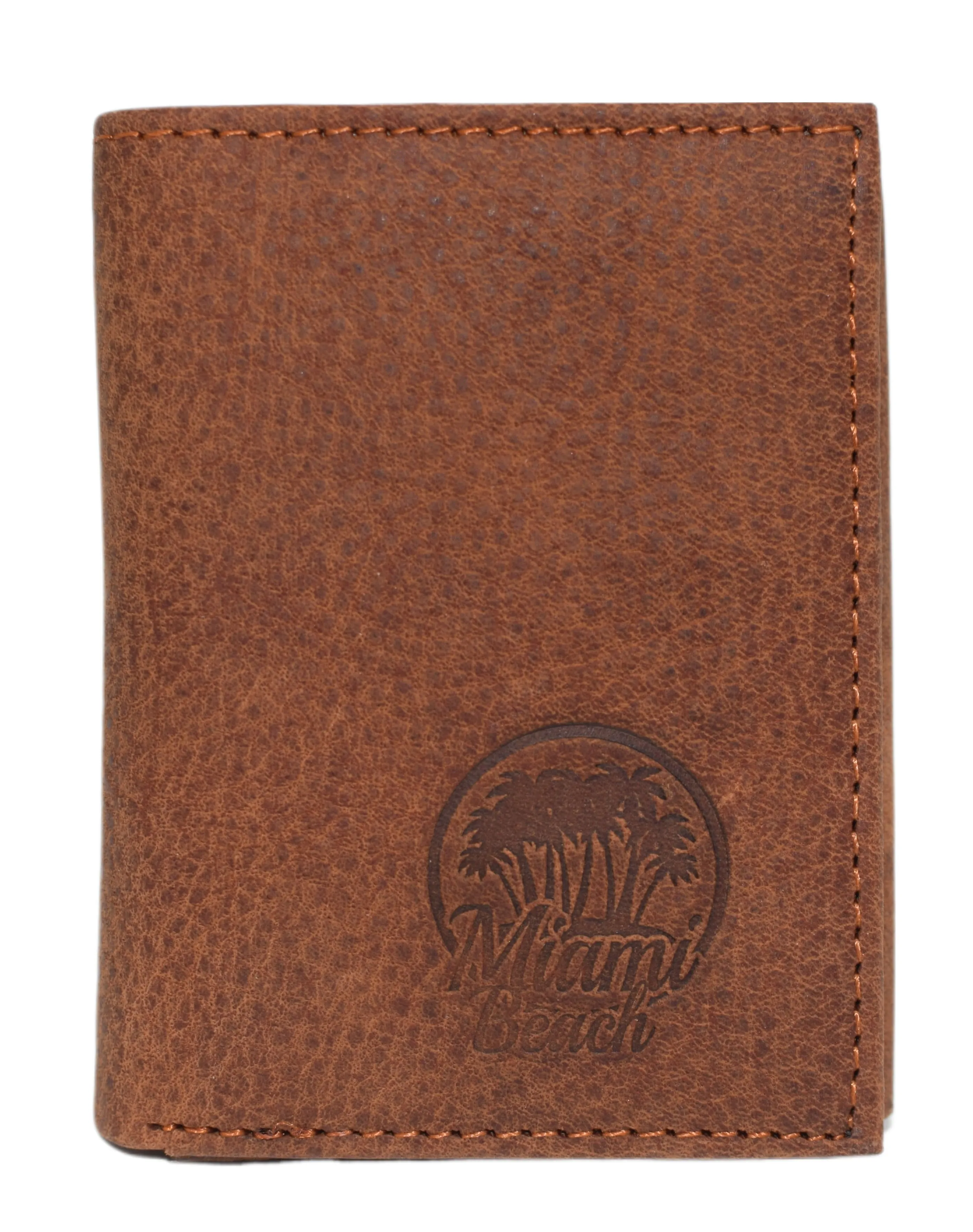 RFID45NUTN Real Leather Men's RFID Blocking Trifold Wallet with Outside ID Window Logo Gift Wallets for Men