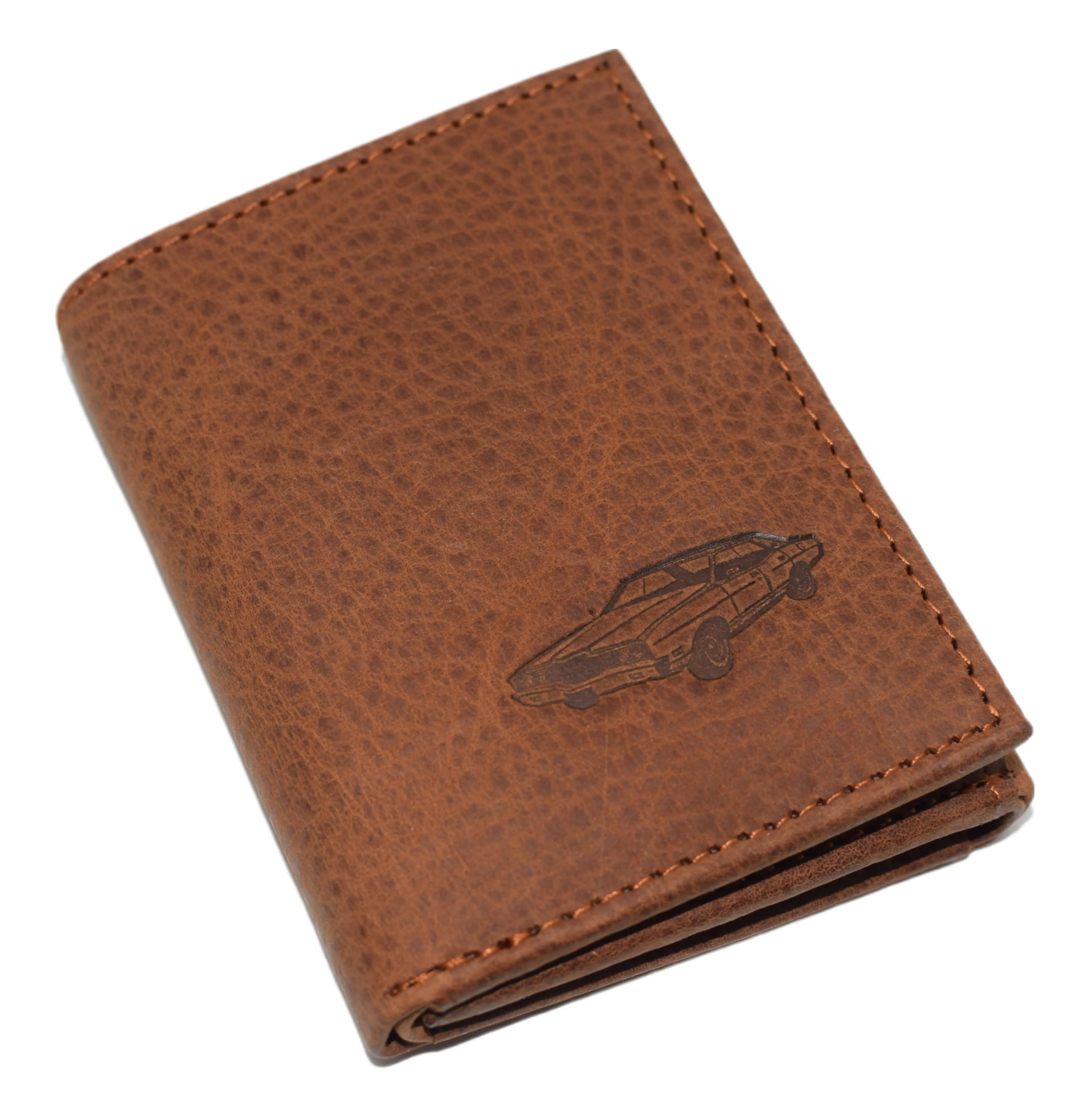 RFID45NUTN Real Leather Men's RFID Blocking Trifold Wallet with Outside ID Window Logo Gift Wallets for Men