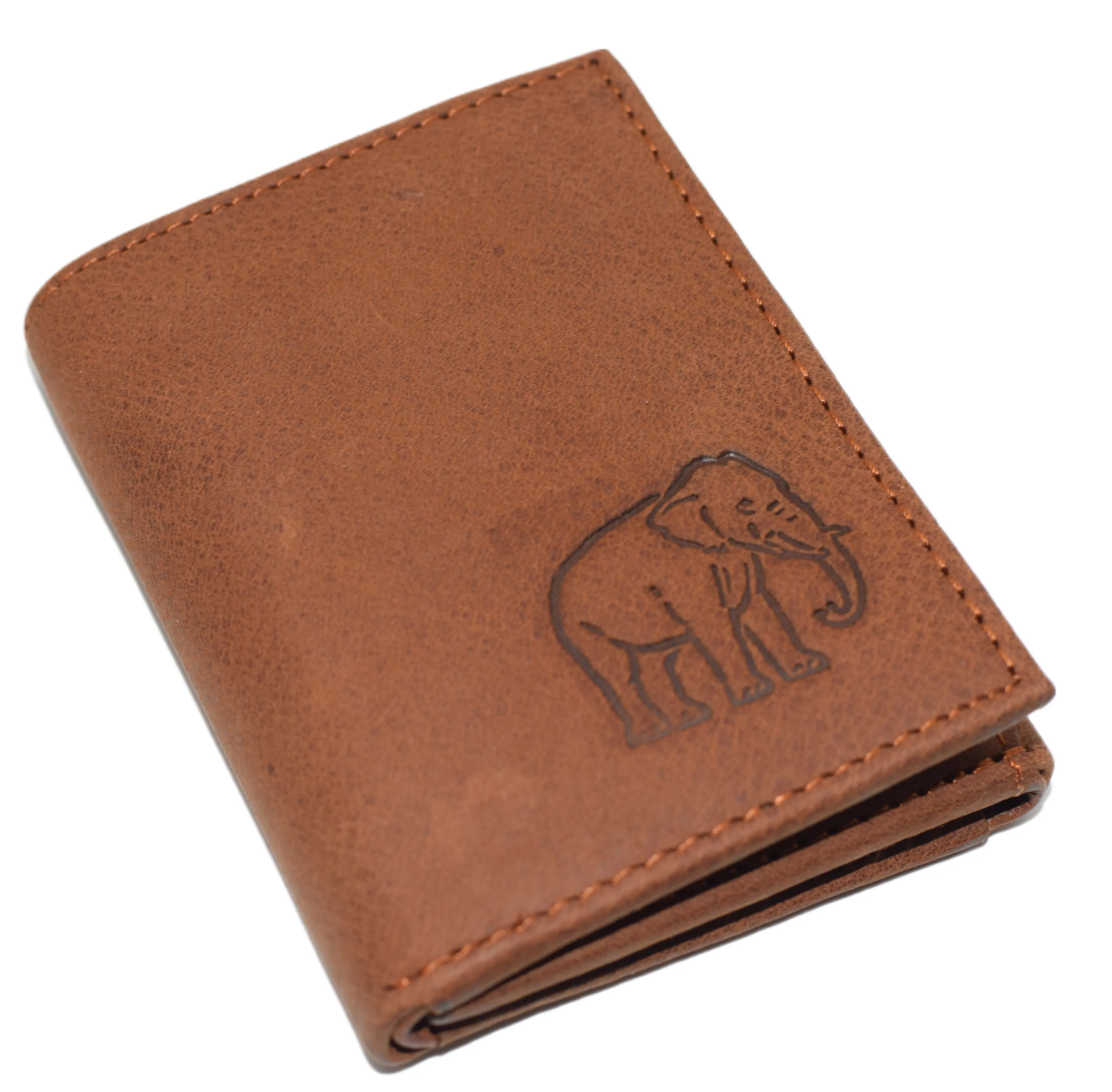 RFID45NUTN Real Leather Men's RFID Blocking Trifold Wallet with Outside ID Window Logo Gift Wallets for Men
