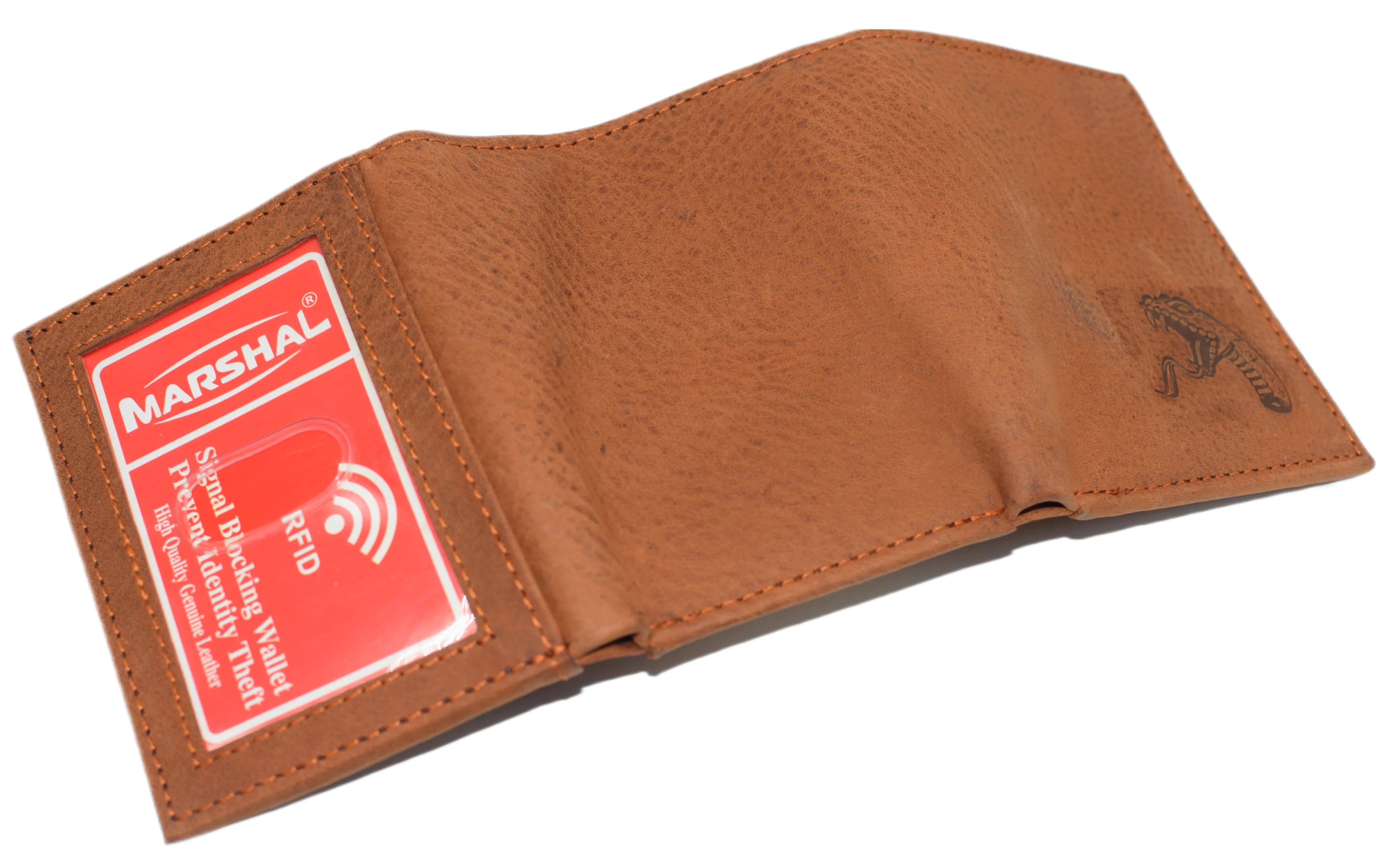 RFID45NUTN Real Leather Men's RFID Blocking Trifold Wallet with Outside ID Window Logo Gift Wallets for Men