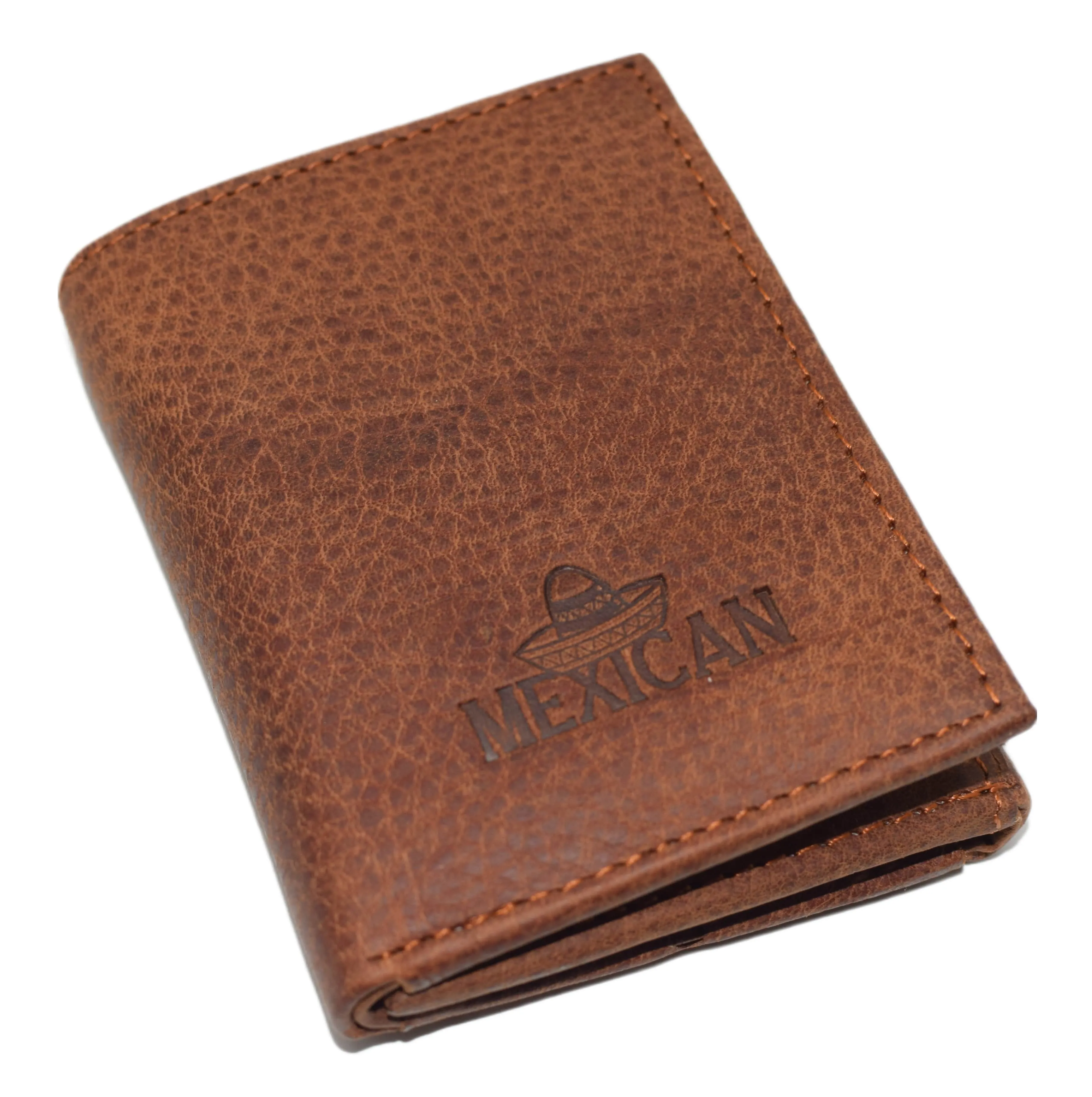 RFID45NUTN Real Leather Men's RFID Blocking Trifold Wallet with Outside ID Window Logo Gift Wallets for Men