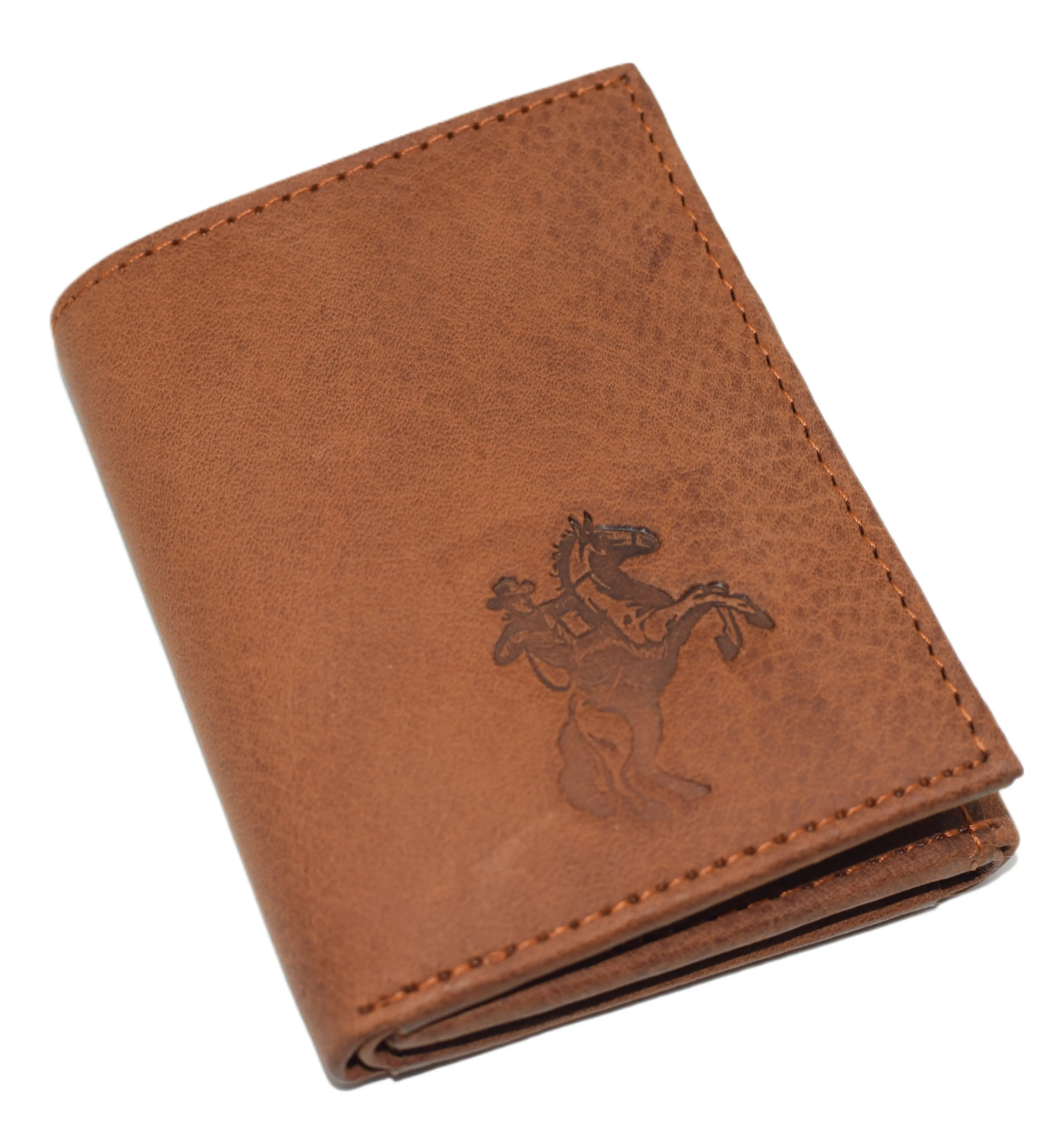 RFID45NUTN Real Leather Men's RFID Blocking Trifold Wallet with Outside ID Window Logo Gift Wallets for Men