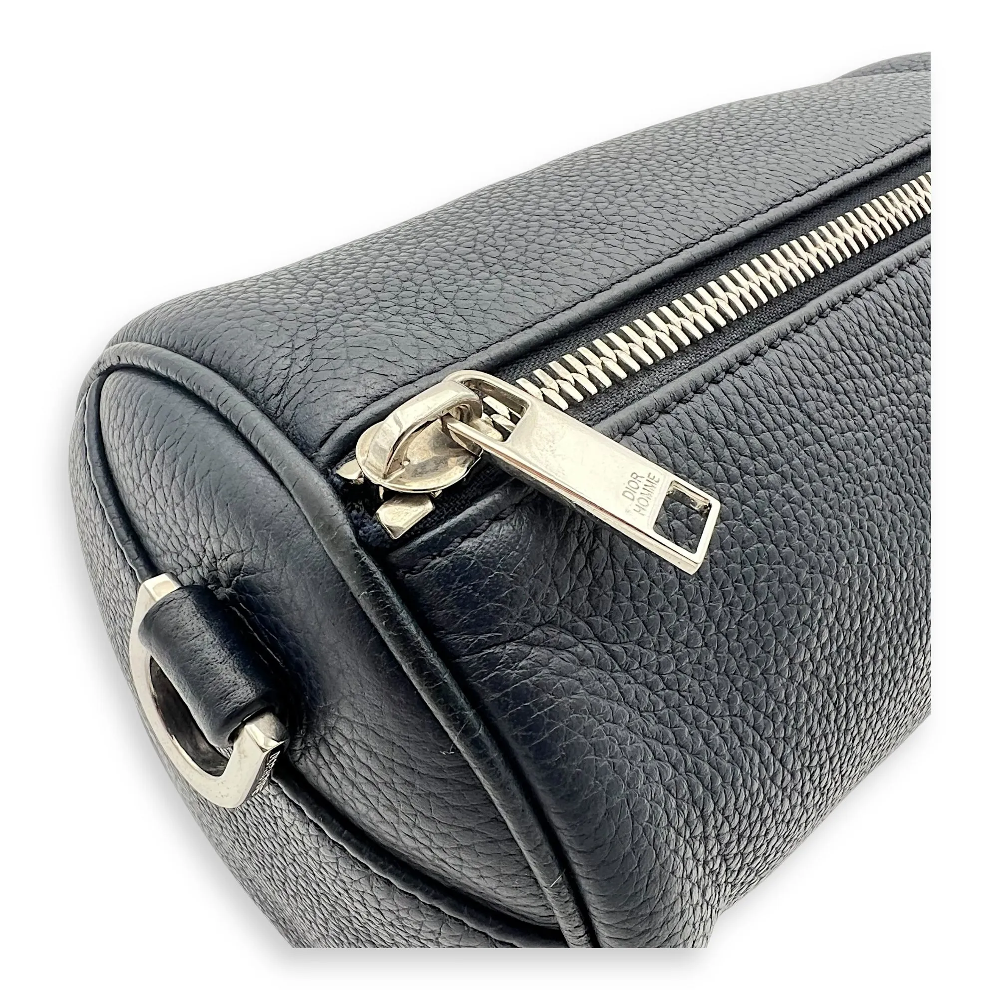 Roller Crossbody Bag Blue in Calfskin, Silver hardware