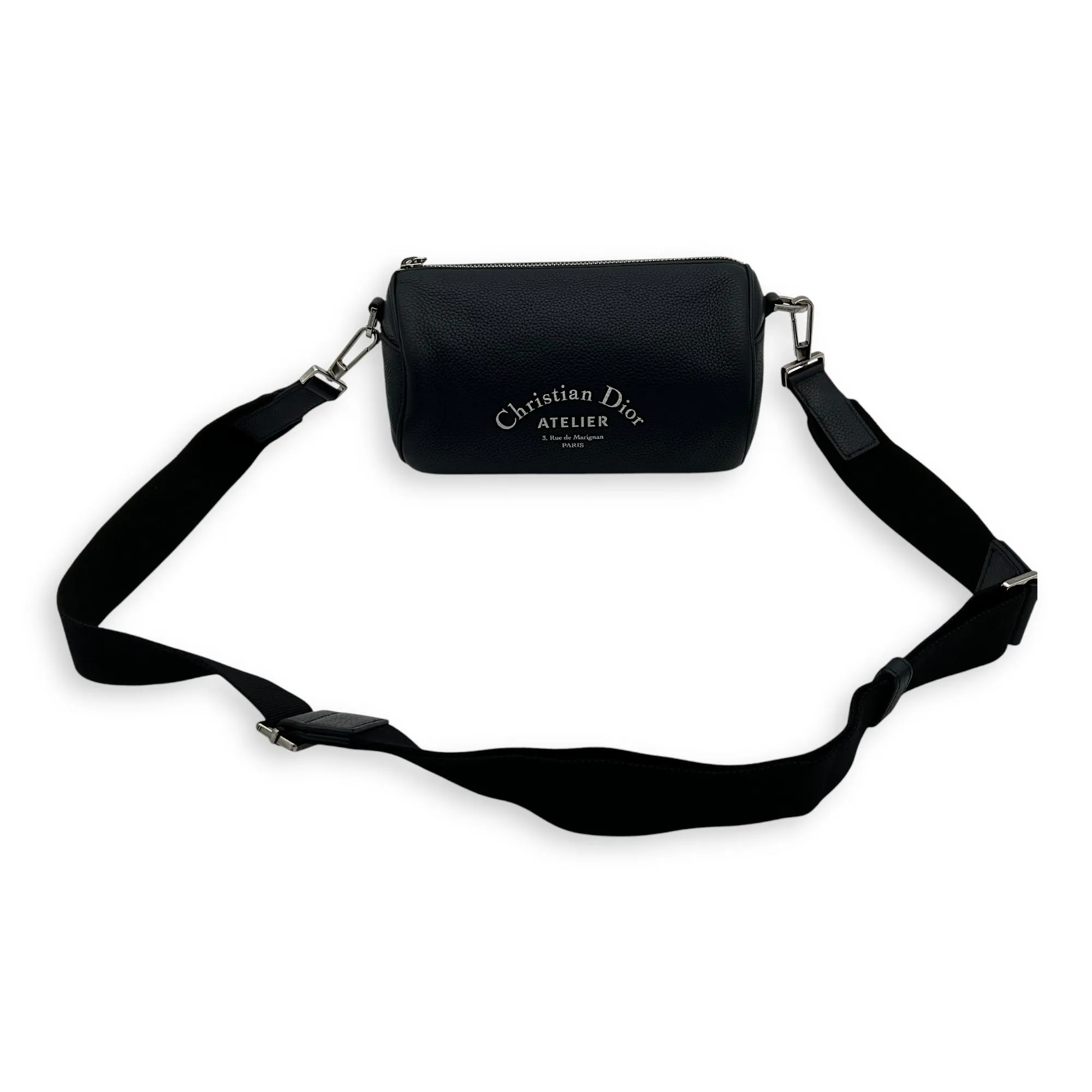 Roller Crossbody Bag Blue in Calfskin, Silver hardware