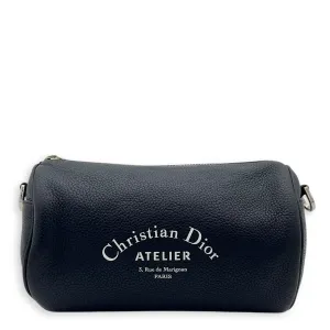 Roller Crossbody Bag Blue in Calfskin, Silver hardware