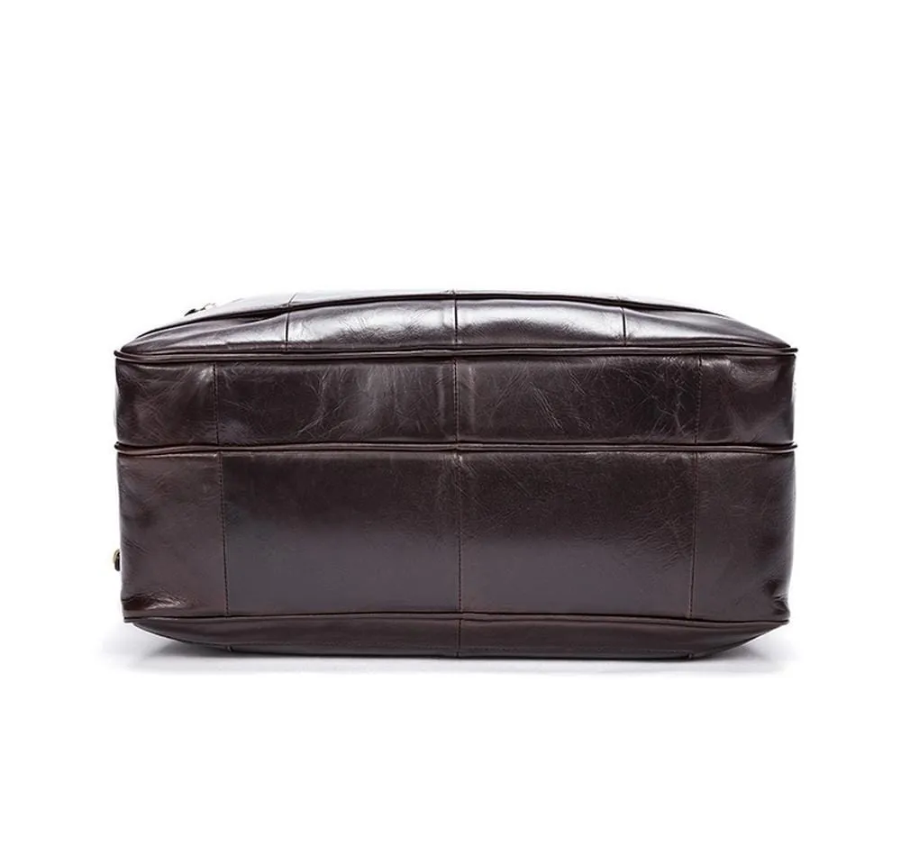 Rossie Viren  Mens Vintage  Leather Classic Business Laptop  Overnight Duffel Travel Shuttle Bag For Luggage/Wheels