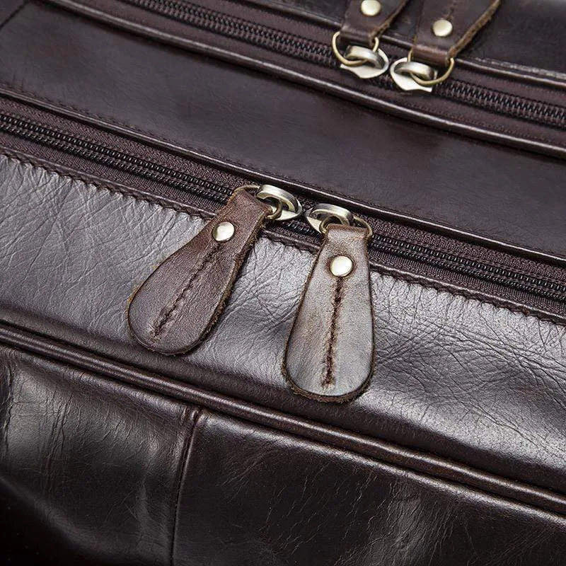 Rossie Viren  Mens Vintage  Leather Classic Business Laptop  Overnight Duffel Travel Shuttle Bag For Luggage/Wheels