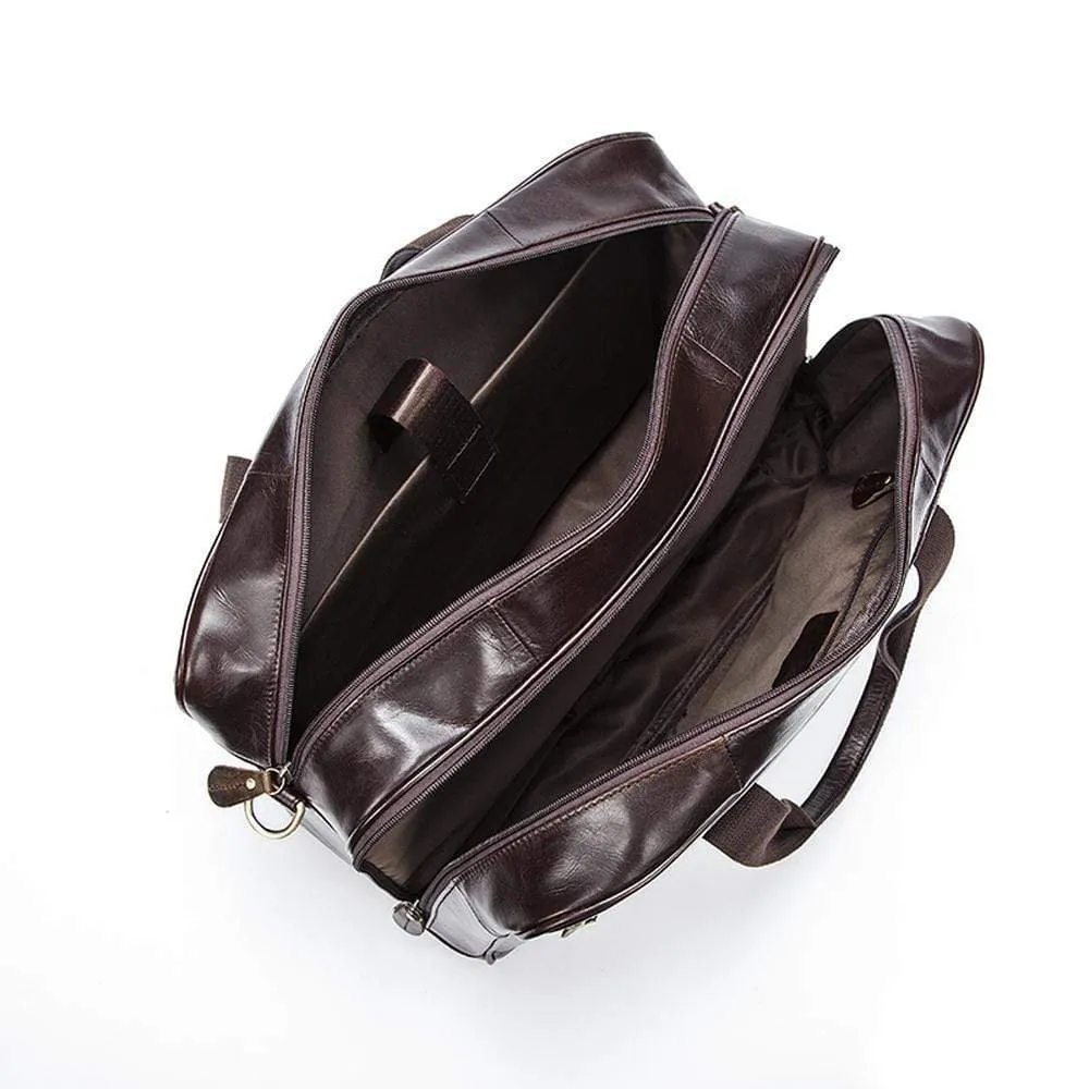 Rossie Viren  Mens Vintage  Leather Classic Business Laptop  Overnight Duffel Travel Shuttle Bag For Luggage/Wheels