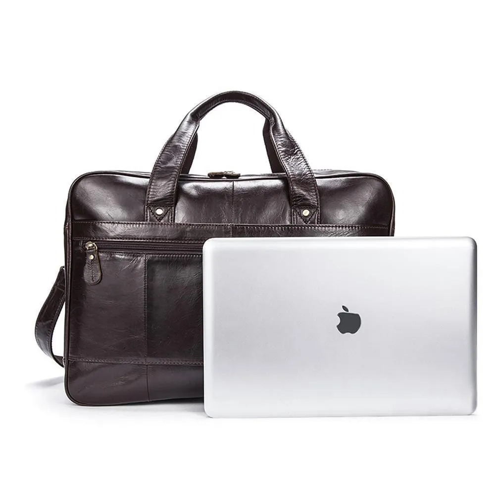 Rossie Viren  Mens Vintage  Leather Classic Business Laptop  Overnight Duffel Travel Shuttle Bag For Luggage/Wheels