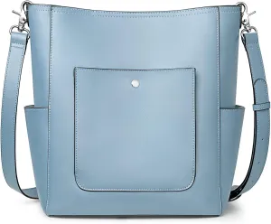 S-ZONE Genuine Leather Handbags Purses for Women with Inner Pouch Tote Bag Bucket Bags Crossbody Hobo Work Travel