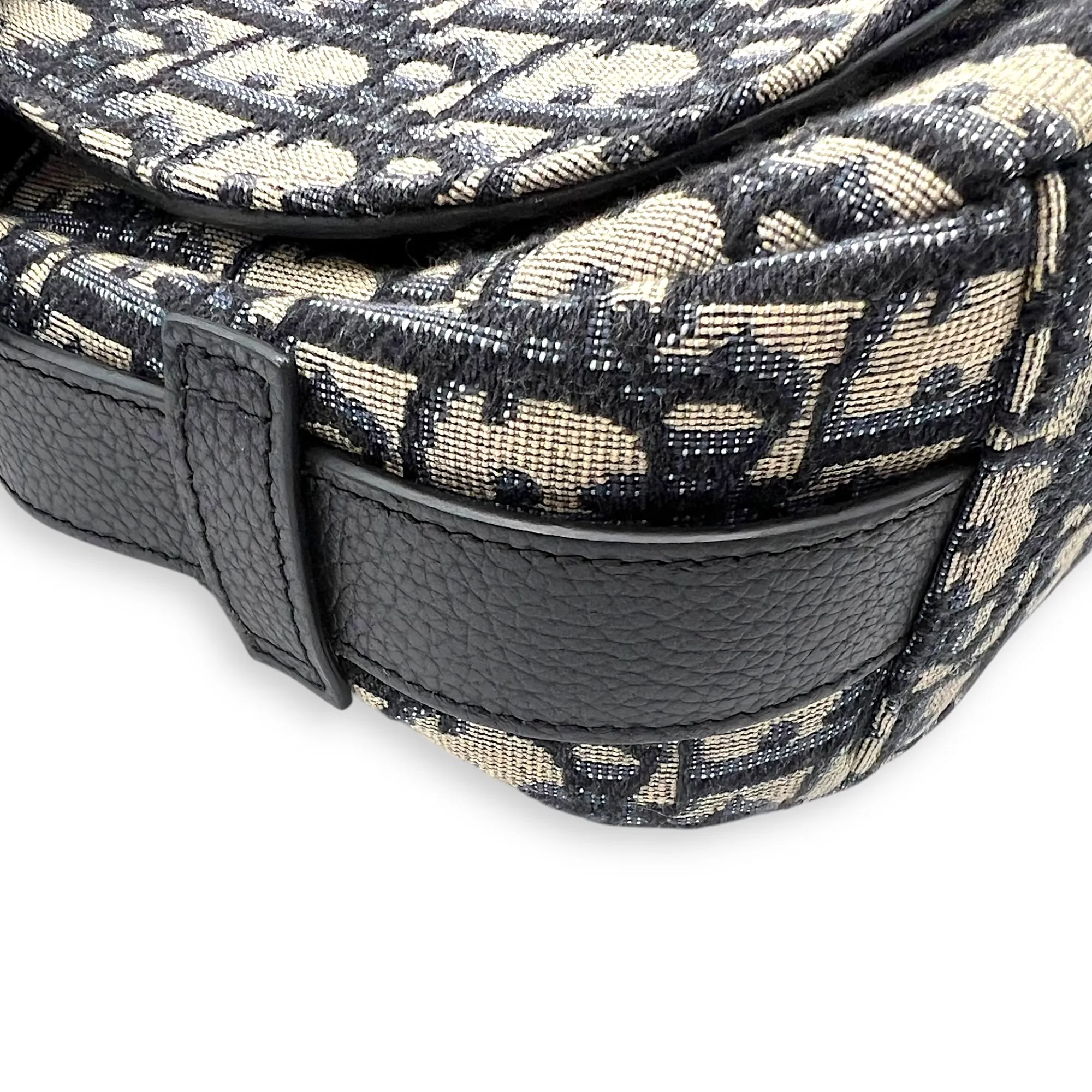 Saddle Oblique Blue Crossbody Bag in Jacquard, Silver hardware