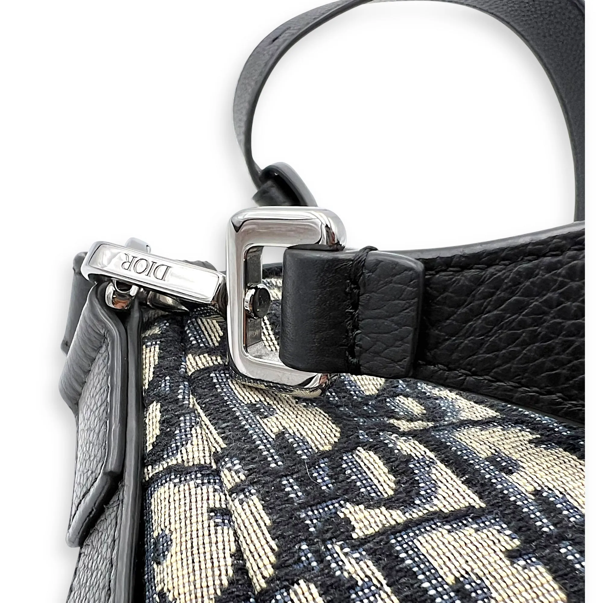 Saddle Oblique Blue Crossbody Bag in Jacquard, Silver hardware