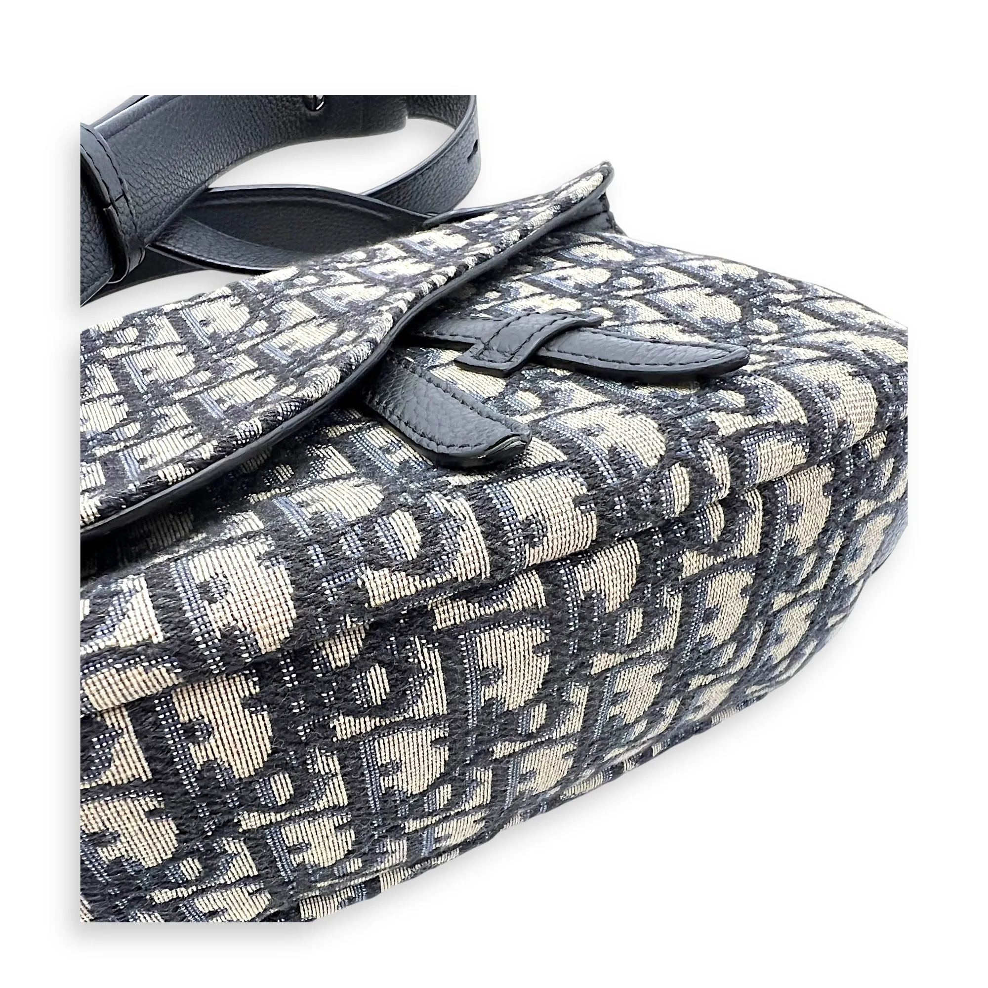 Saddle Oblique Blue Crossbody Bag in Jacquard, Silver hardware
