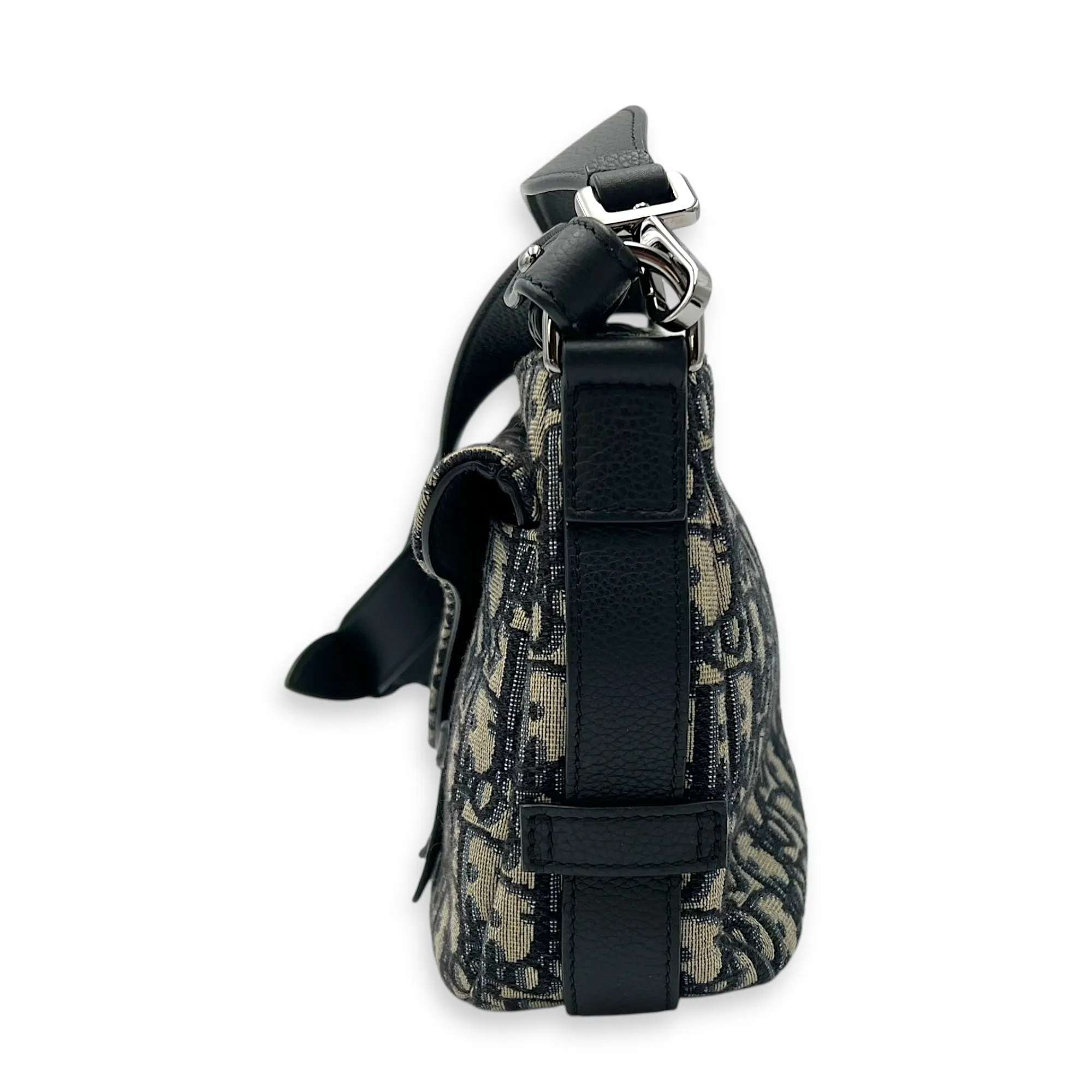 Saddle Oblique Blue Crossbody Bag in Jacquard, Silver hardware