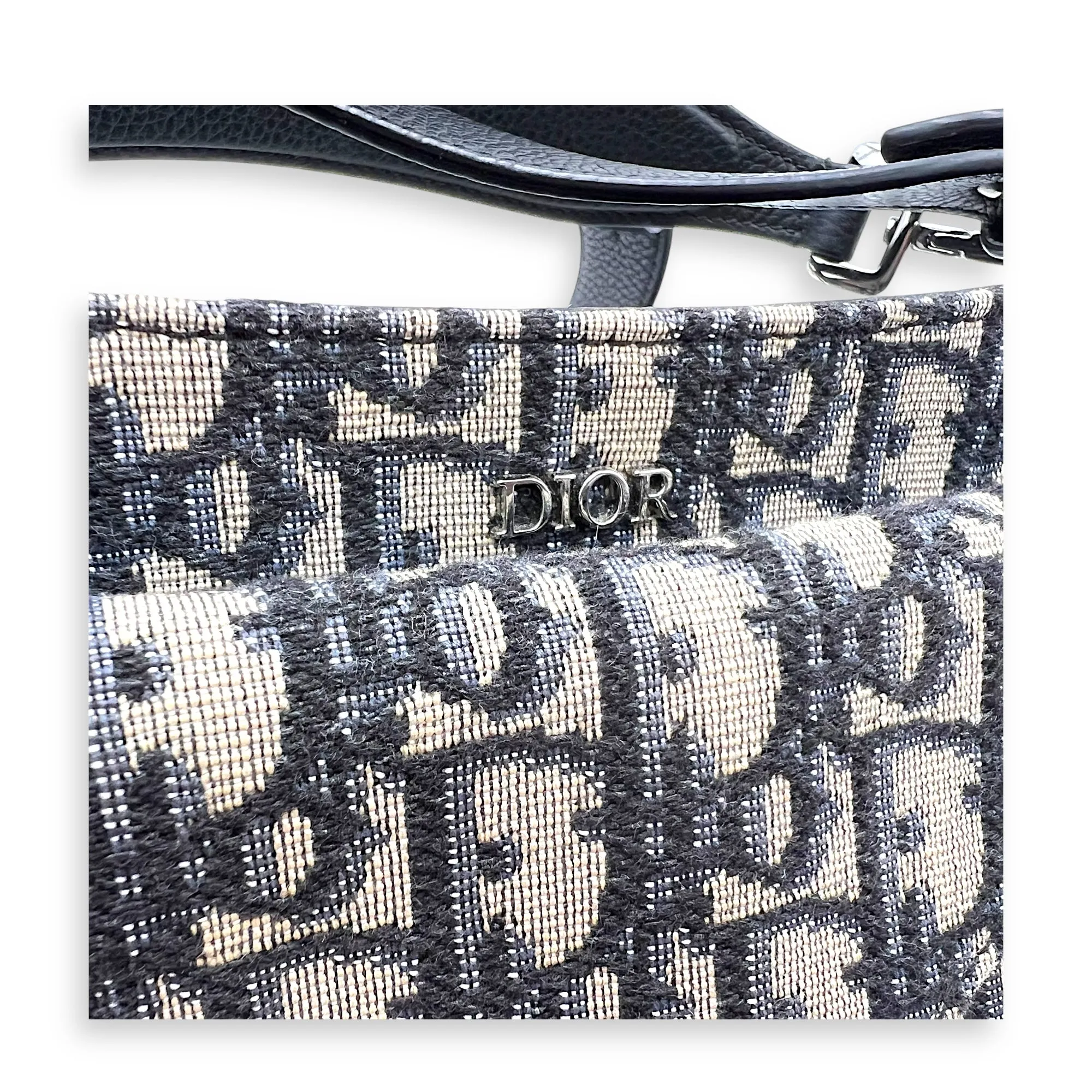 Saddle Oblique Blue Crossbody Bag in Jacquard, Silver hardware