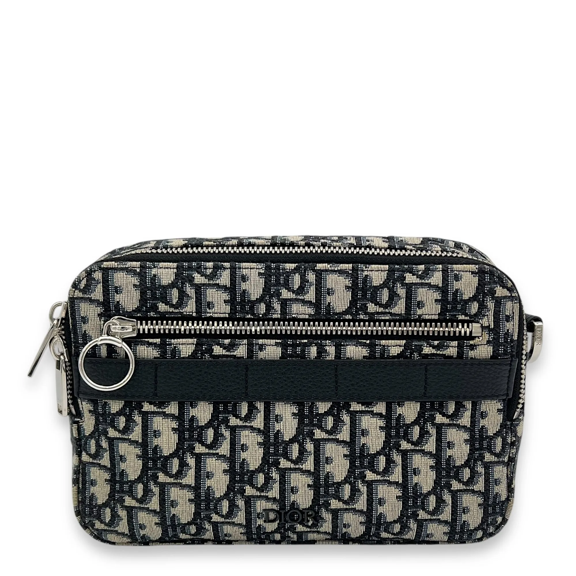 Safari Messenger Blue in Jacquard, Silver hardware