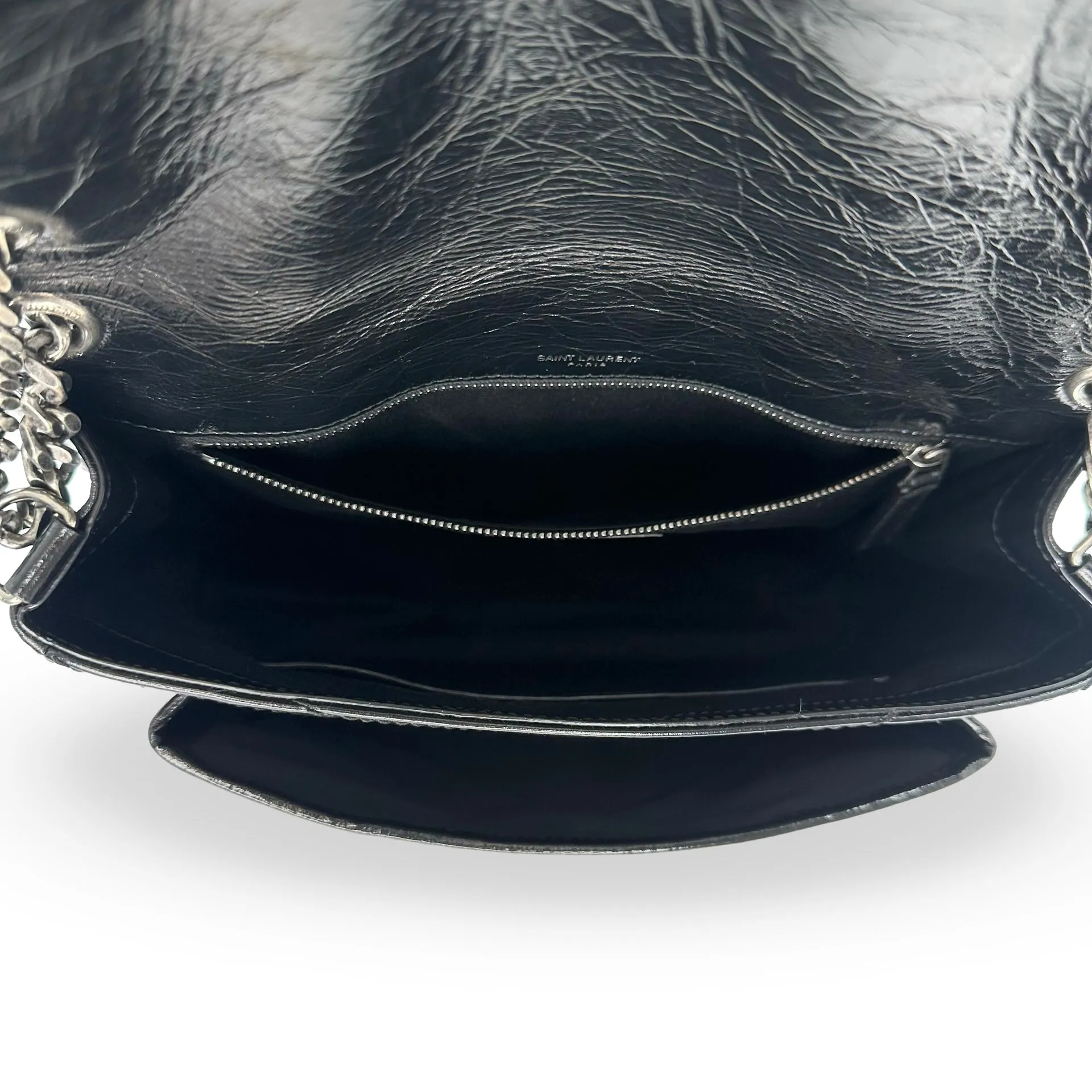 SAINT LAURENT: Crinkle Leather Medium Niki